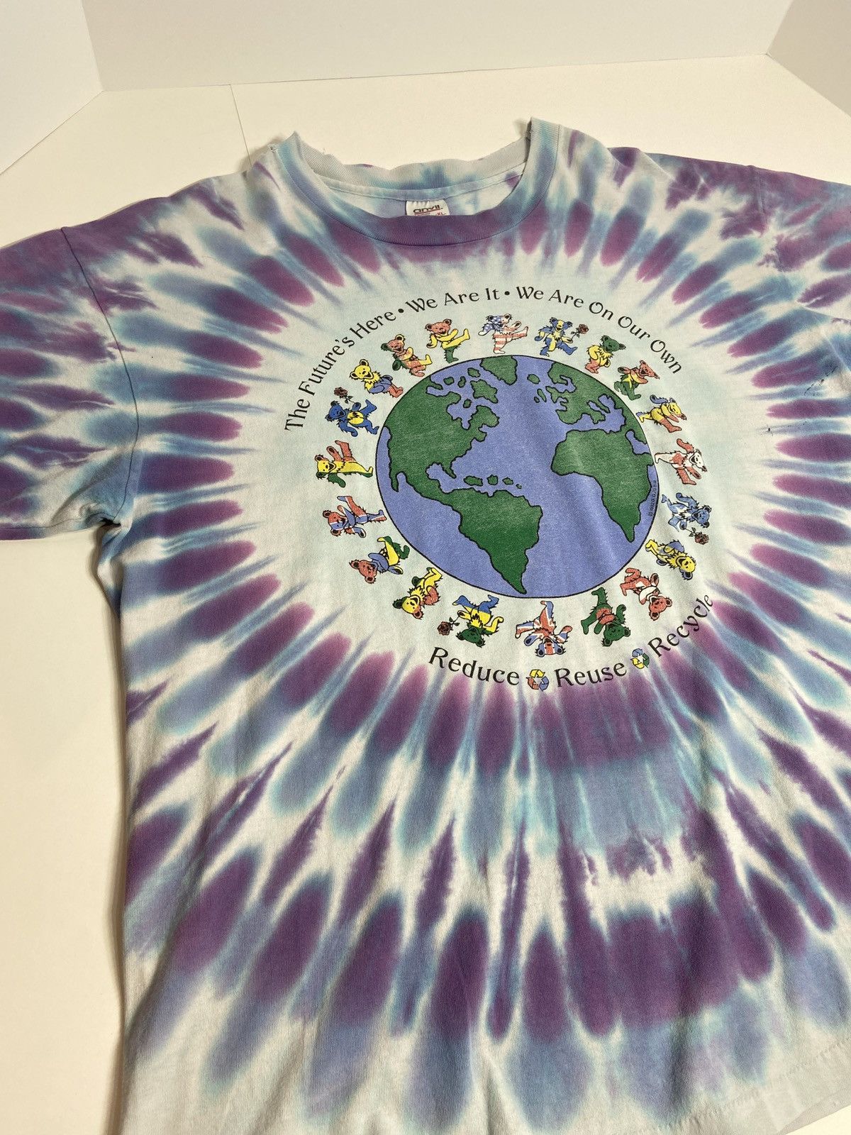 Anvil × Grateful Dead × Vintage 1992 Grateful Dead Earth Recycle Spiral T-Shirt Size US XL / EU 56 / 4 - 4 Thumbnail