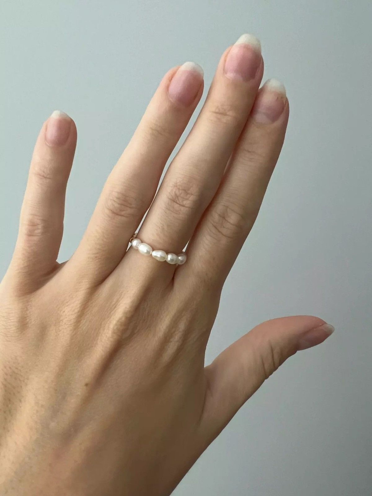 Jewelry High-quality Natural Pearls Elastic Fine Beads Tail Ring Size ONE SIZE - 2 Thumbnail