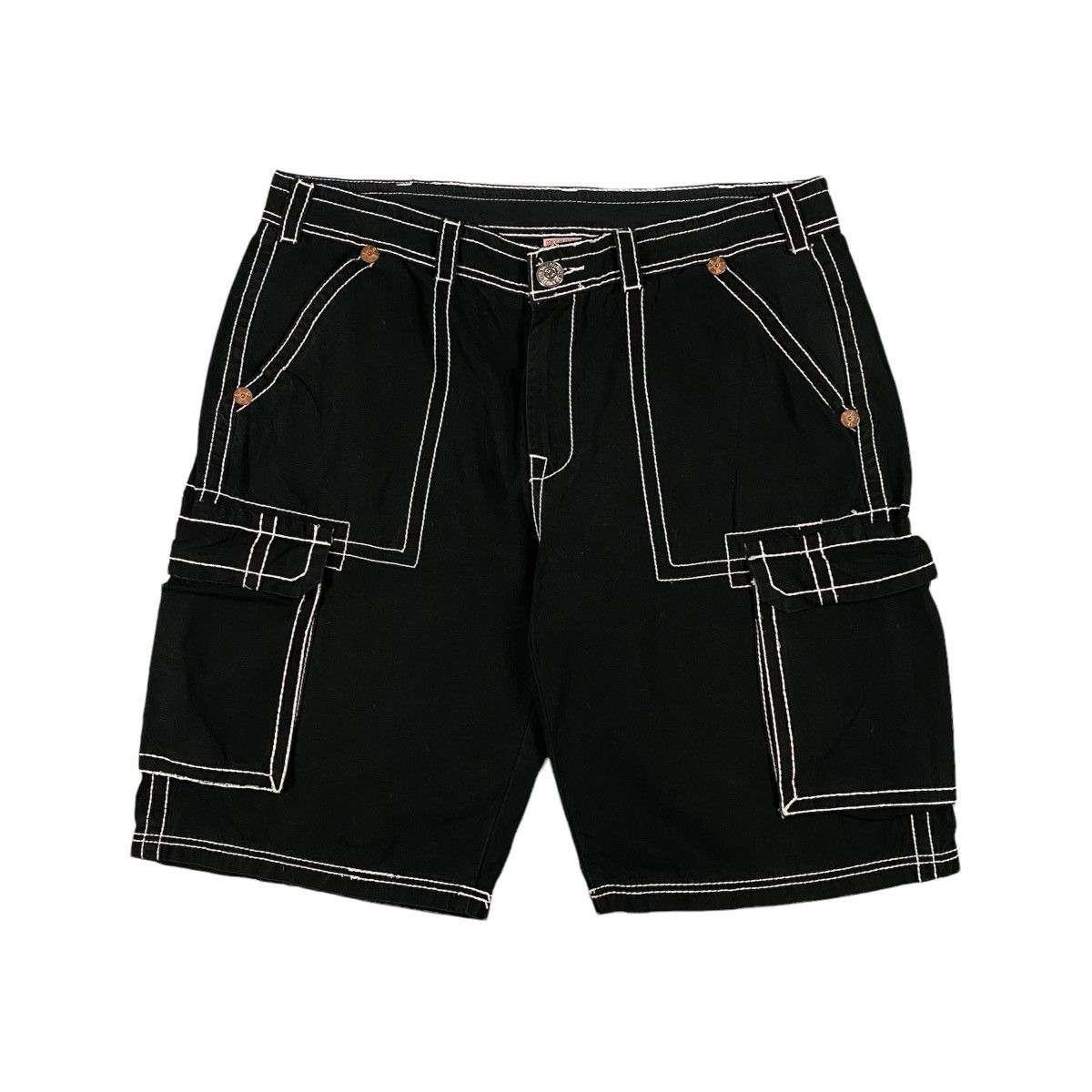 True Religion 00’S True Religion Black Cargo Shorts Size US 38 / EU 54 - 2 Thumbnail