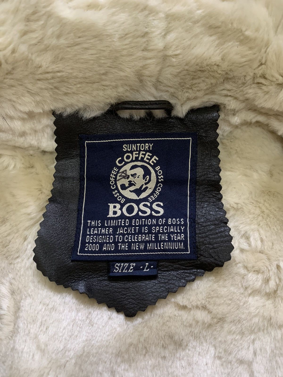 Japanese Brand RARE‼️B-3 Suntory Coffee "BOSS" Leather Shearling Jacket Size US L / EU 52-54 / 3 - 6 Thumbnail
