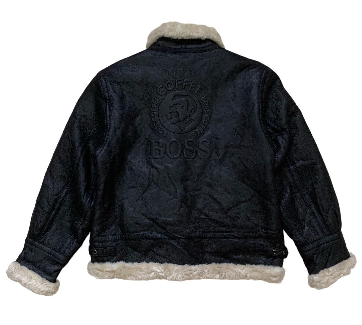 Japanese Brand RARE‼️B-3 Suntory Coffee "BOSS" Leather Shearling Jacket Size US L / EU 52-54 / 3 - 2 Thumbnail