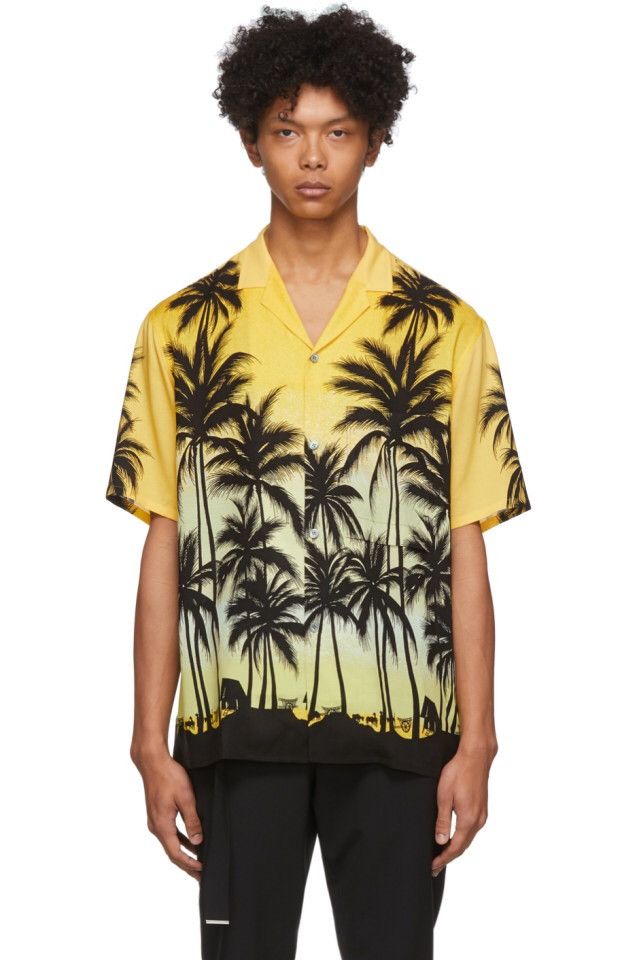 Wooyoungmi NEW sz46 Yellow Palm Tree Shirt Hawaiian Dad Collar Size US S / EU 44-46 / 1 - 1 Thumbnail