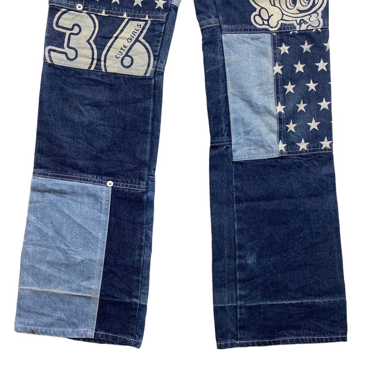 Angel Blue 1990s Angel Blue - Patchwork Star Flared Denim Size US 28 / EU 44 - 5 Thumbnail