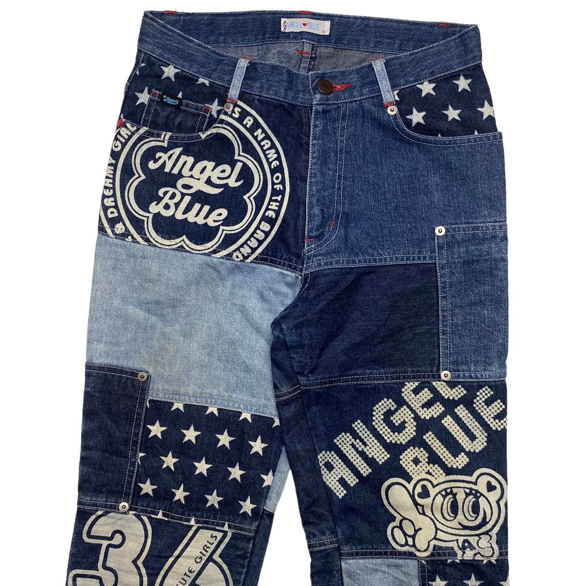 Angel Blue 1990s Angel Blue - Patchwork Star Flared Denim Size US 28 / EU 44 - 4 Thumbnail