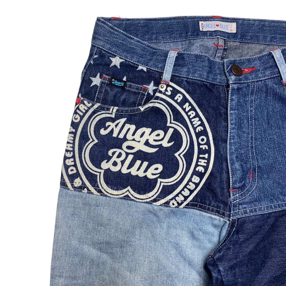 Angel Blue 1990s Angel Blue - Patchwork Star Flared Denim Size US 28 / EU 44 - 8 Thumbnail