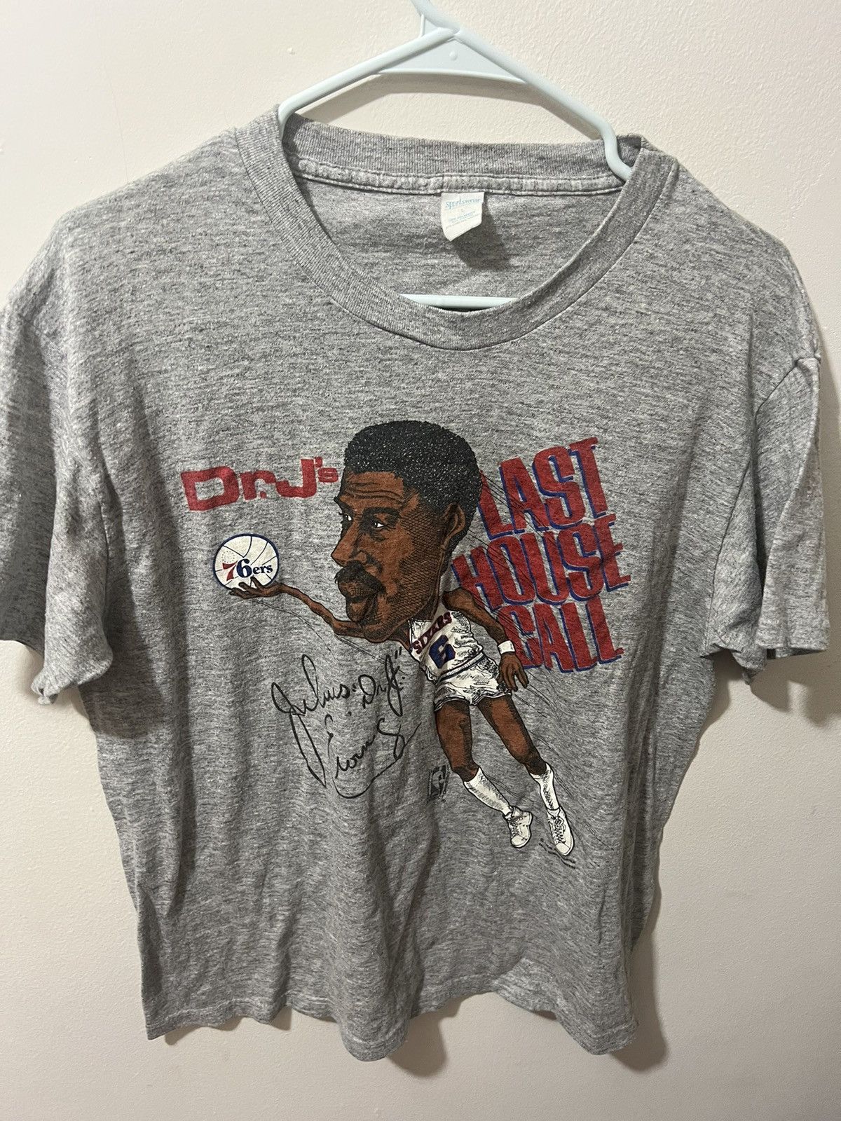 Vintage Dr J Julius Erving big head caricature shirt large