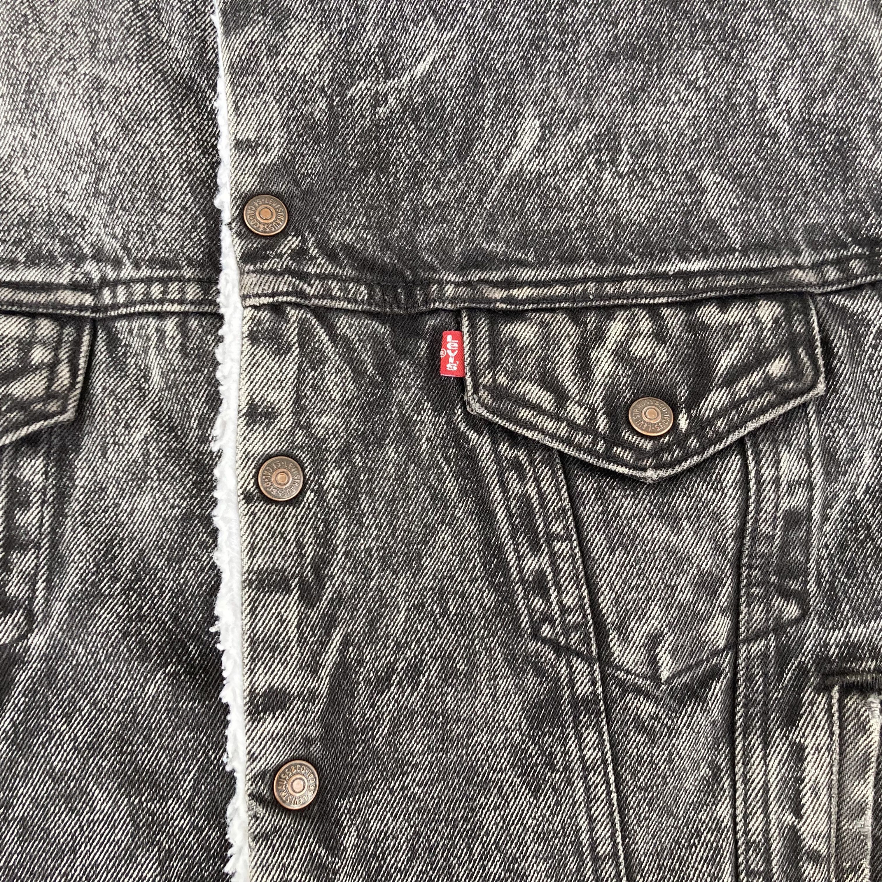 Levi's Vtg Levis Sherpa Lined Denim Trucker Washed Black Jacket Size US M / EU 48-50 / 2 - 4 Thumbnail