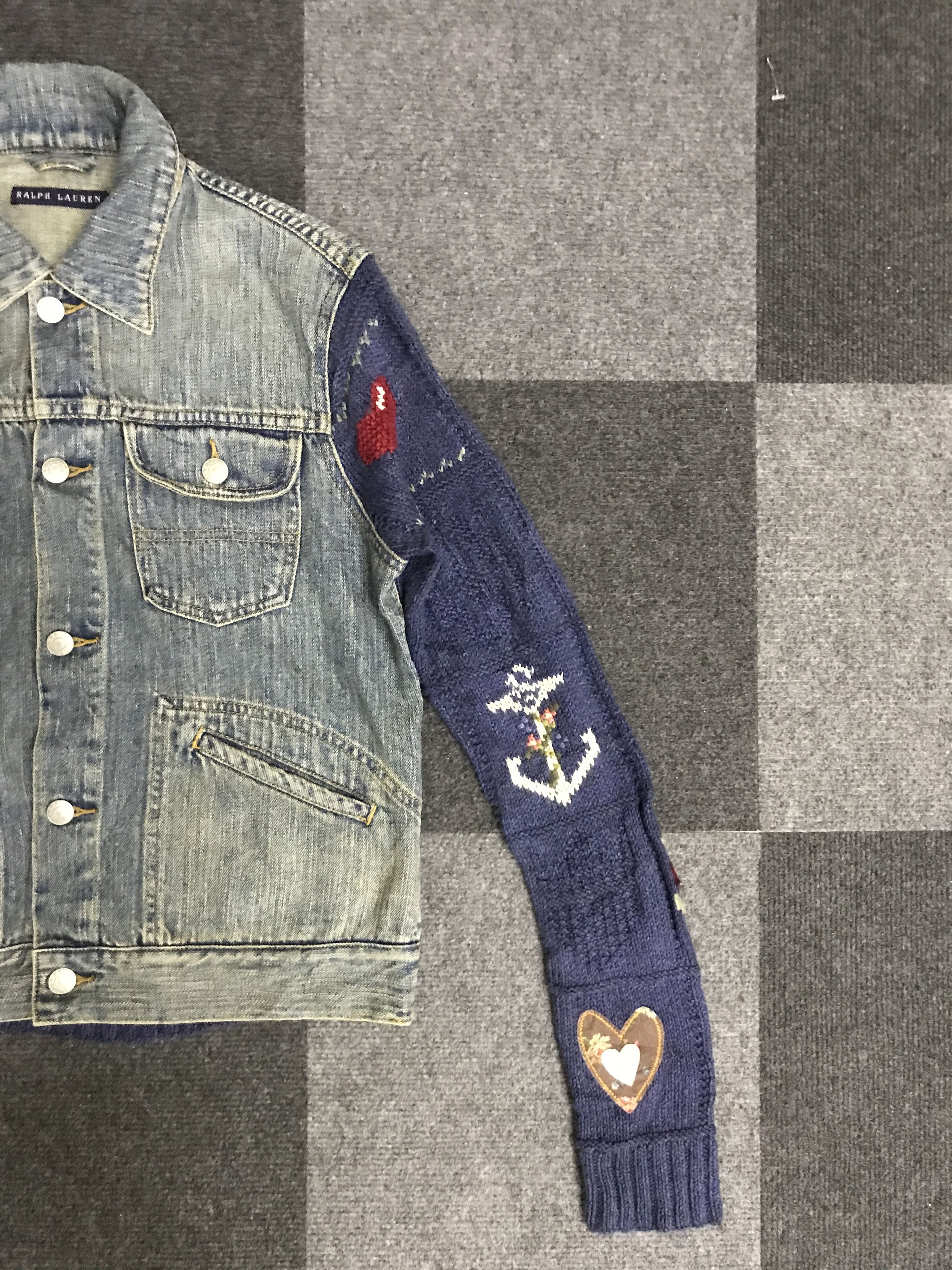 Ralph Lauren × Vintage 💥ARCHIVAL💥J60 Vtg Rare Ralph Lauren Knit/Jeans Trucker Size M / US 6-8 / IT 42-44 - 5 Thumbnail