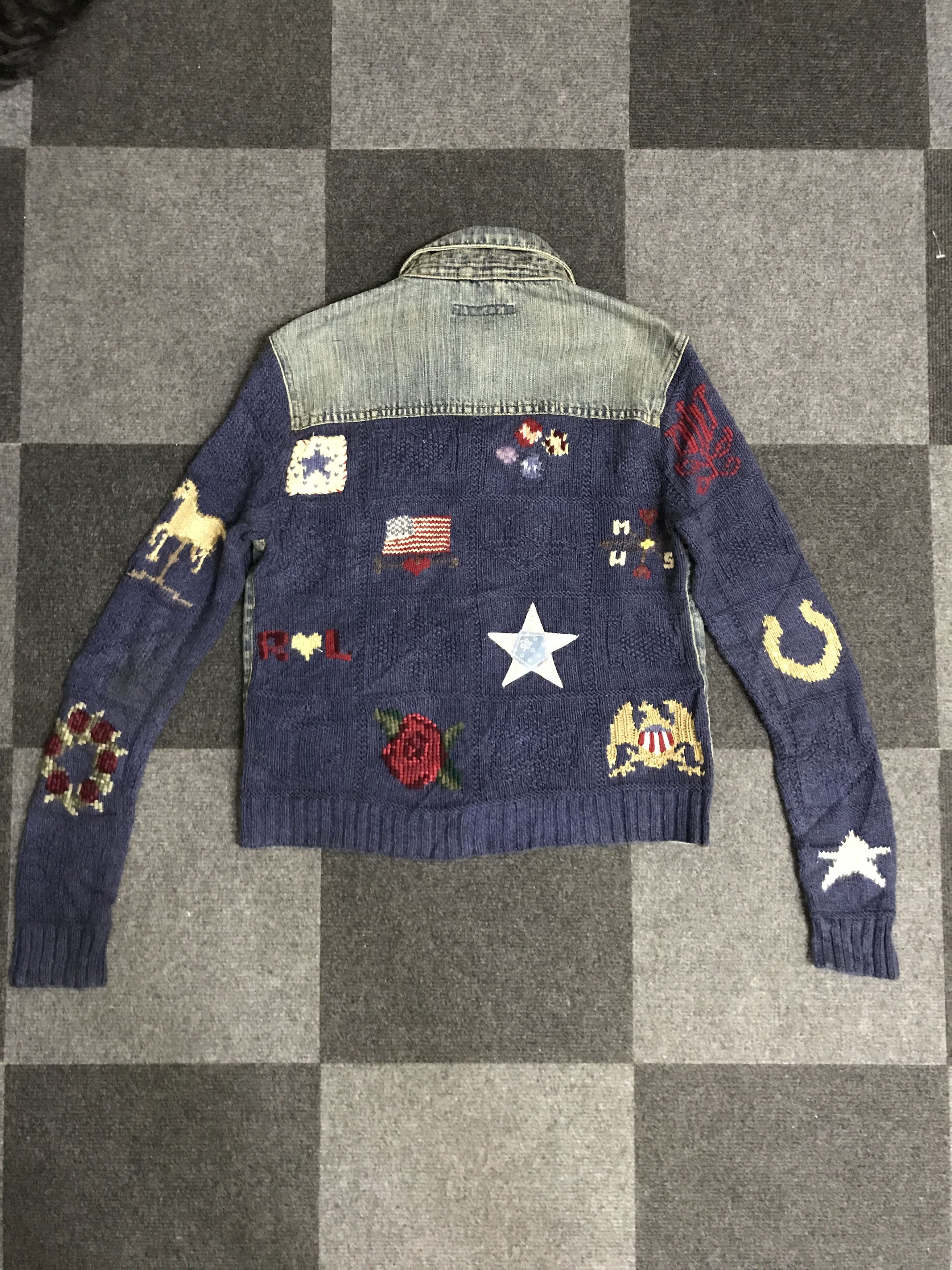 Ralph Lauren × Vintage 💥ARCHIVAL💥J60 Vtg Rare Ralph Lauren Knit/Jeans Trucker Size M / US 6-8 / IT 42-44 - 4 Thumbnail