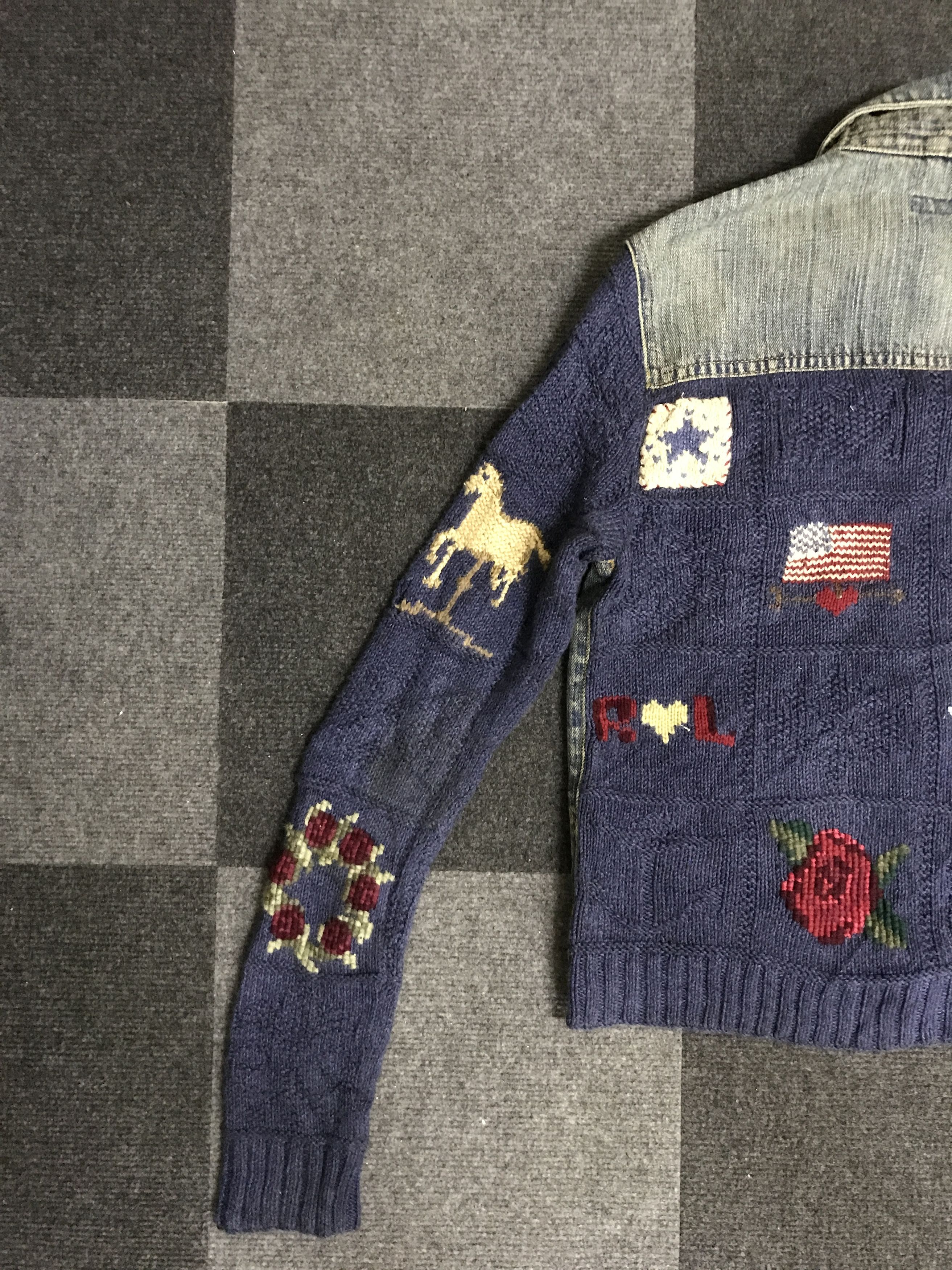 Ralph Lauren × Vintage 💥ARCHIVAL💥J60 Vtg Rare Ralph Lauren Knit/Jeans Trucker Size M / US 6-8 / IT 42-44 - 14 Thumbnail