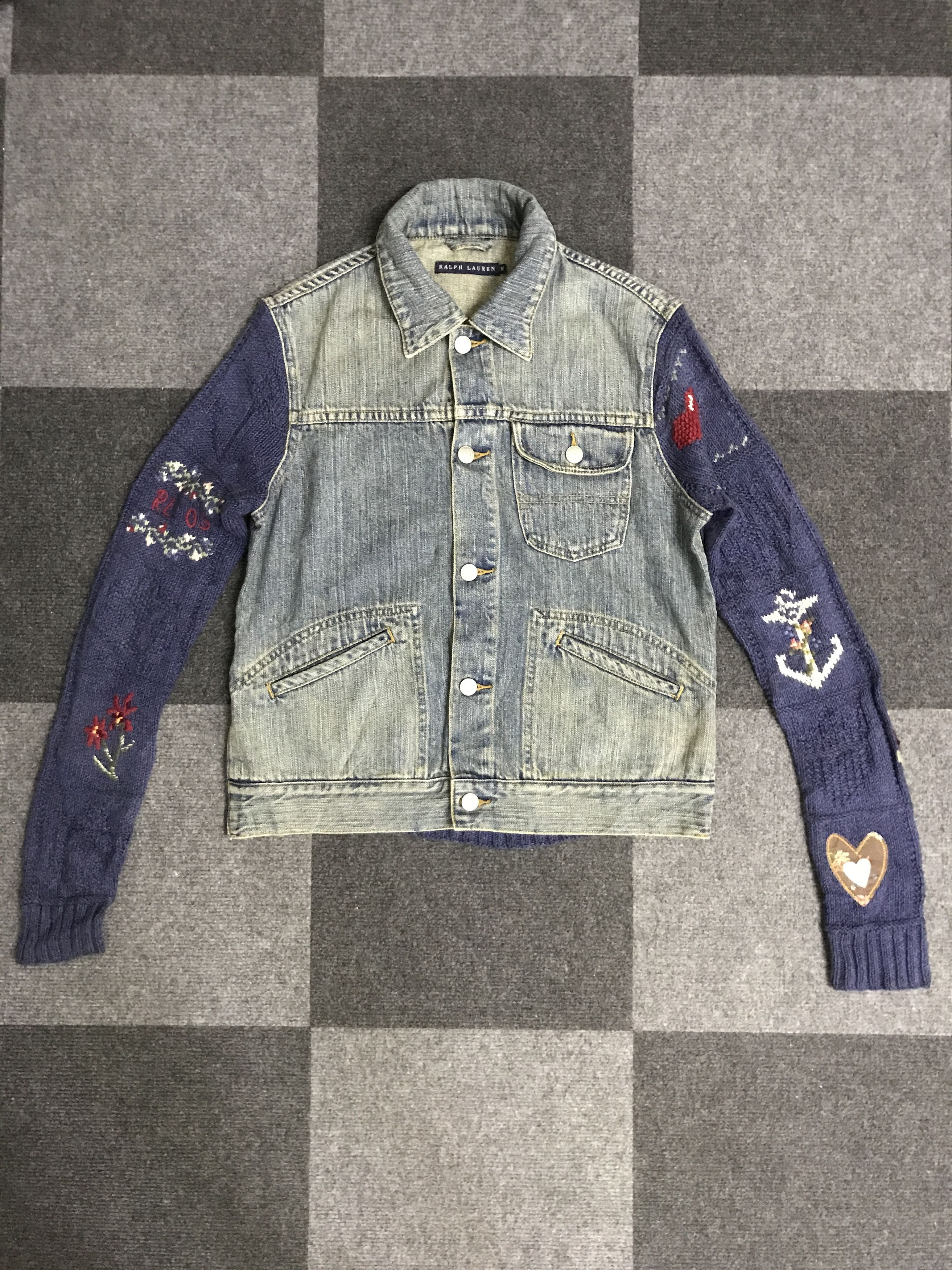 Ralph Lauren × Vintage 💥ARCHIVAL💥J60 Vtg Rare Ralph Lauren Knit/Jeans Trucker Size M / US 6-8 / IT 42-44 - 3 Thumbnail