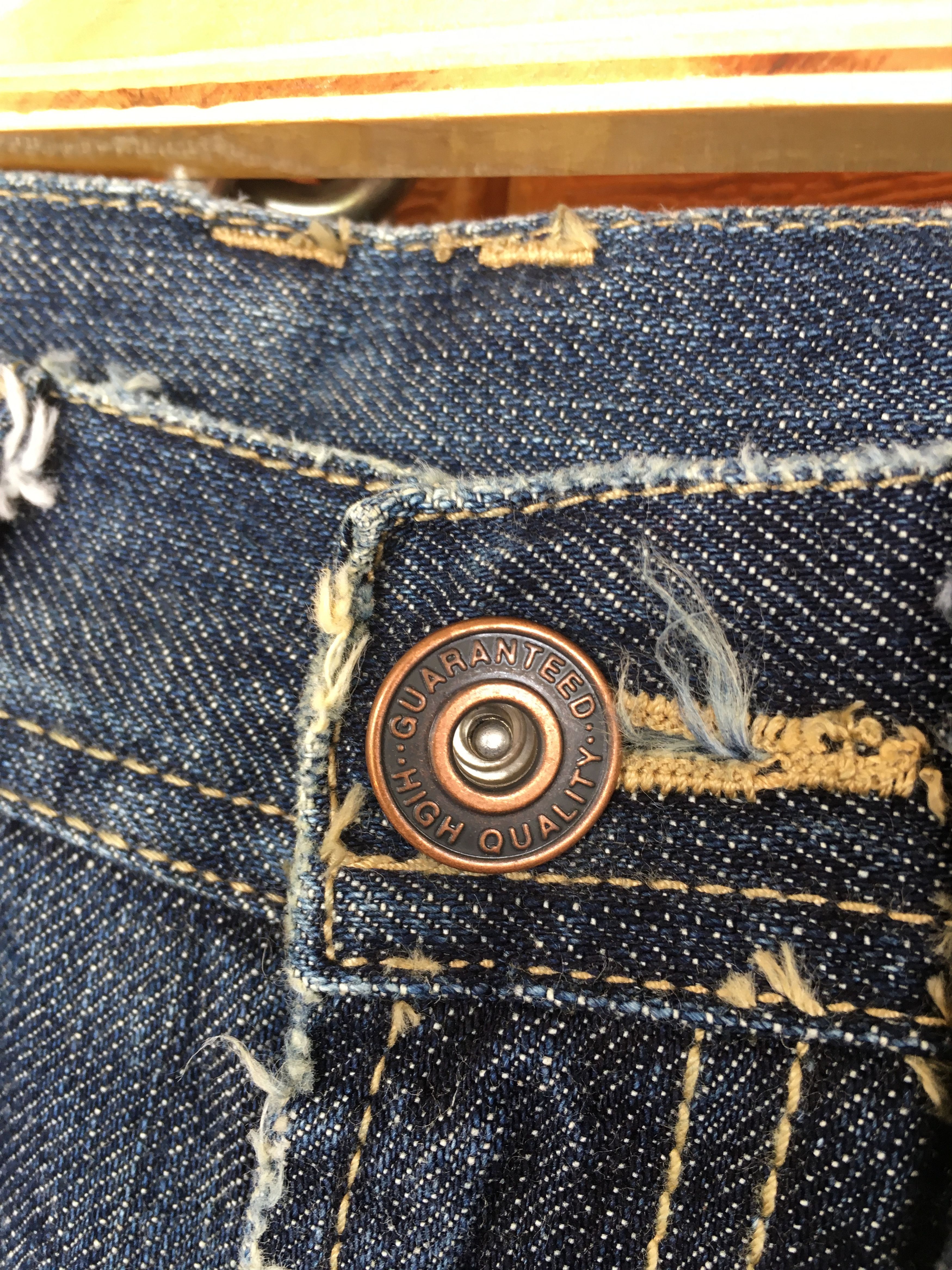 Japanese Brand Japanese Brand Buckle Back Distressed Denim Jeans Size US 31 - 21 Thumbnail