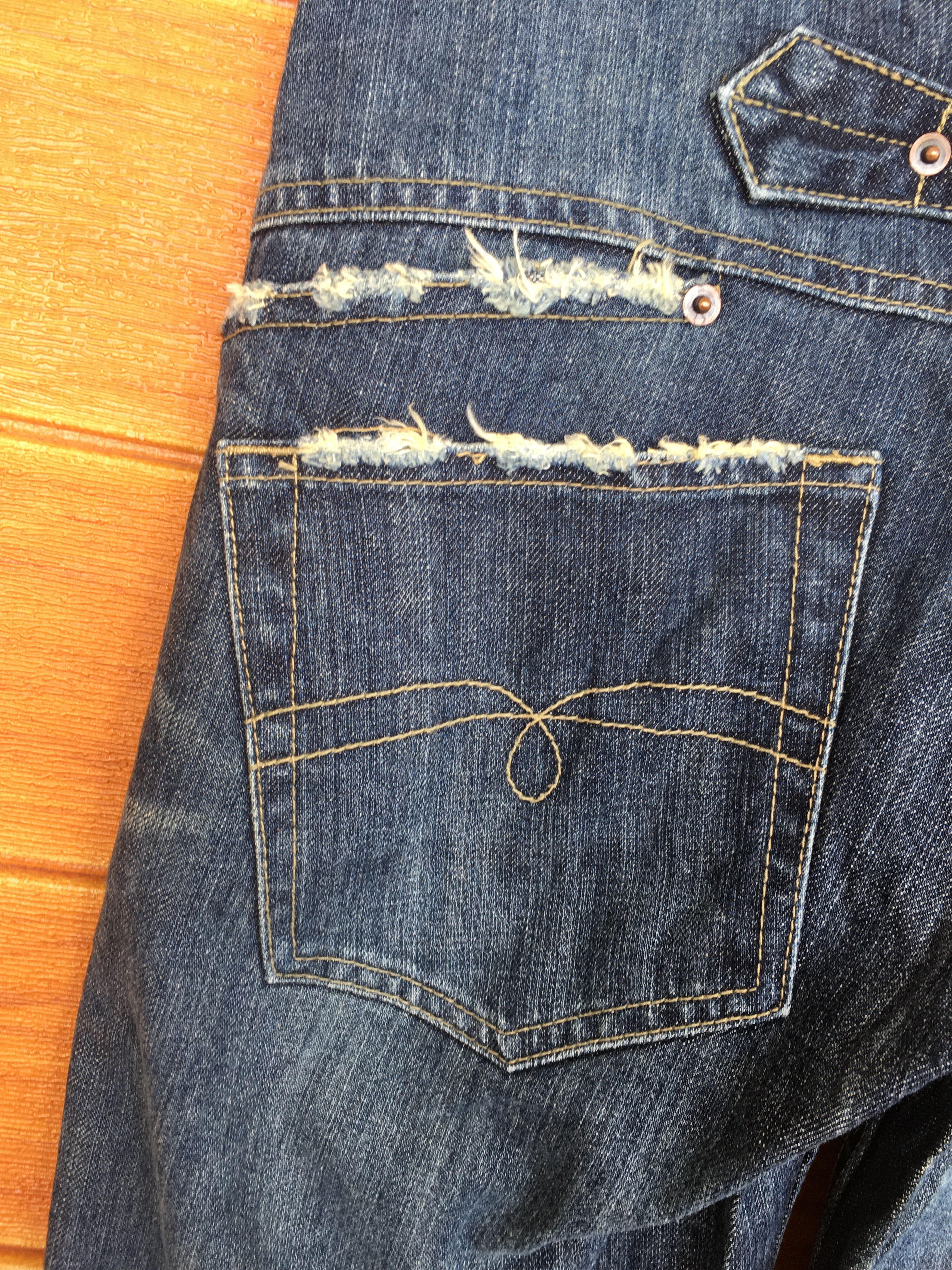 Japanese Brand Japanese Brand Buckle Back Distressed Denim Jeans Size US 31 - 14 Thumbnail