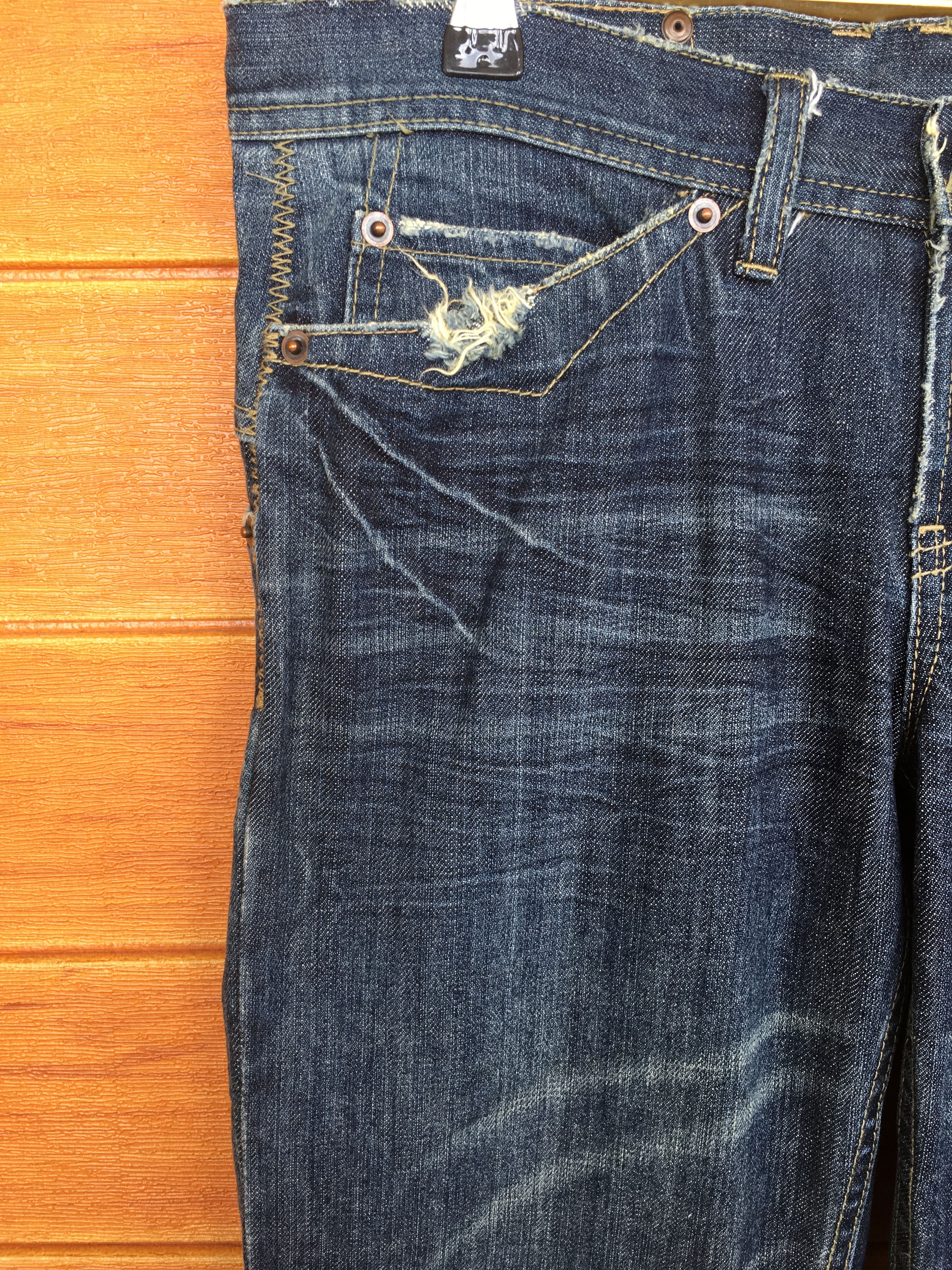Japanese Brand Japanese Brand Buckle Back Distressed Denim Jeans Size US 31 - 3 Thumbnail