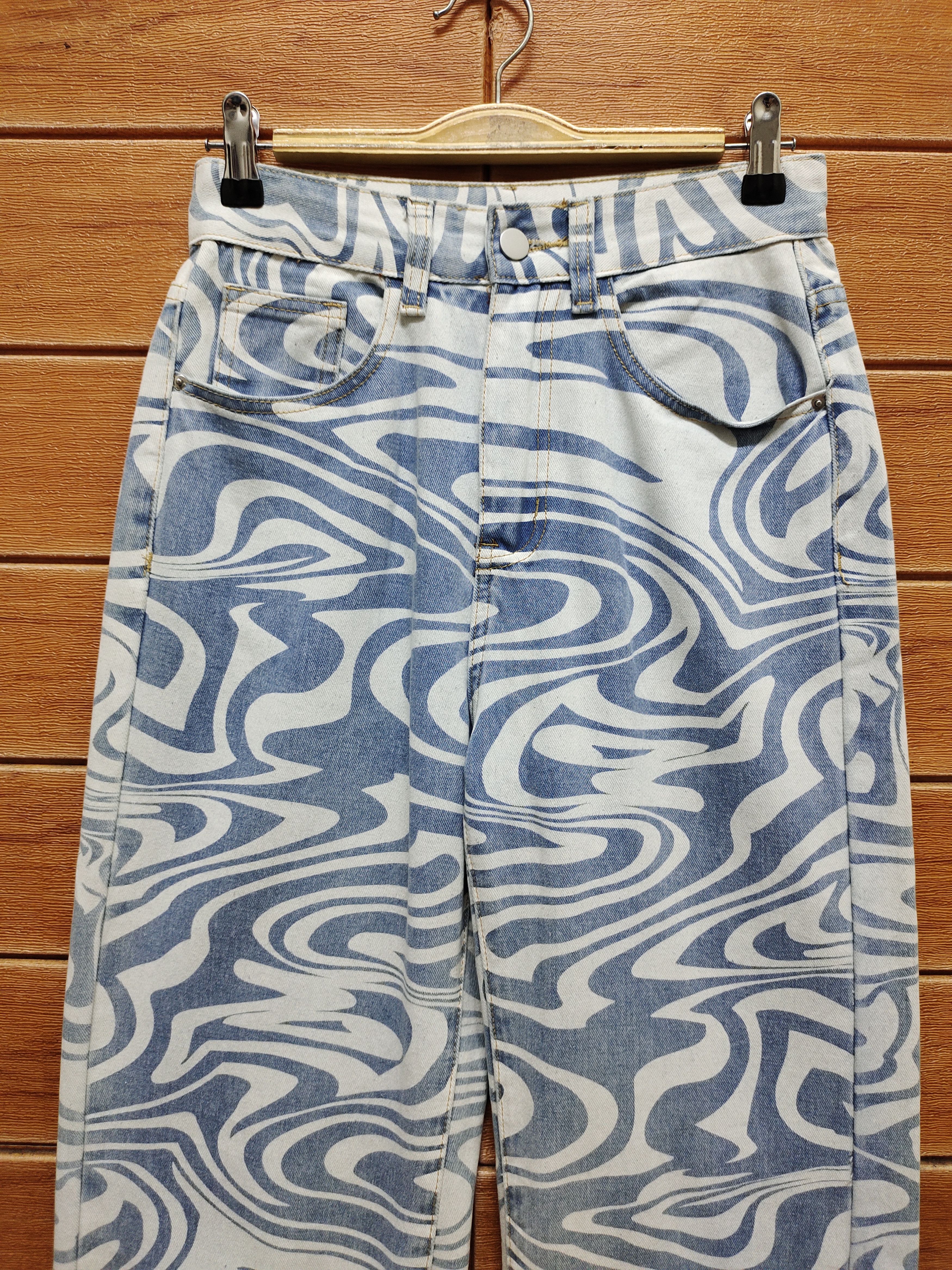 Karakuri Tamashii Japanese Brand Seigaiha Wave Japan Denim Pants Size 27" / US 4 / IT 40 - 2 Thumbnail
