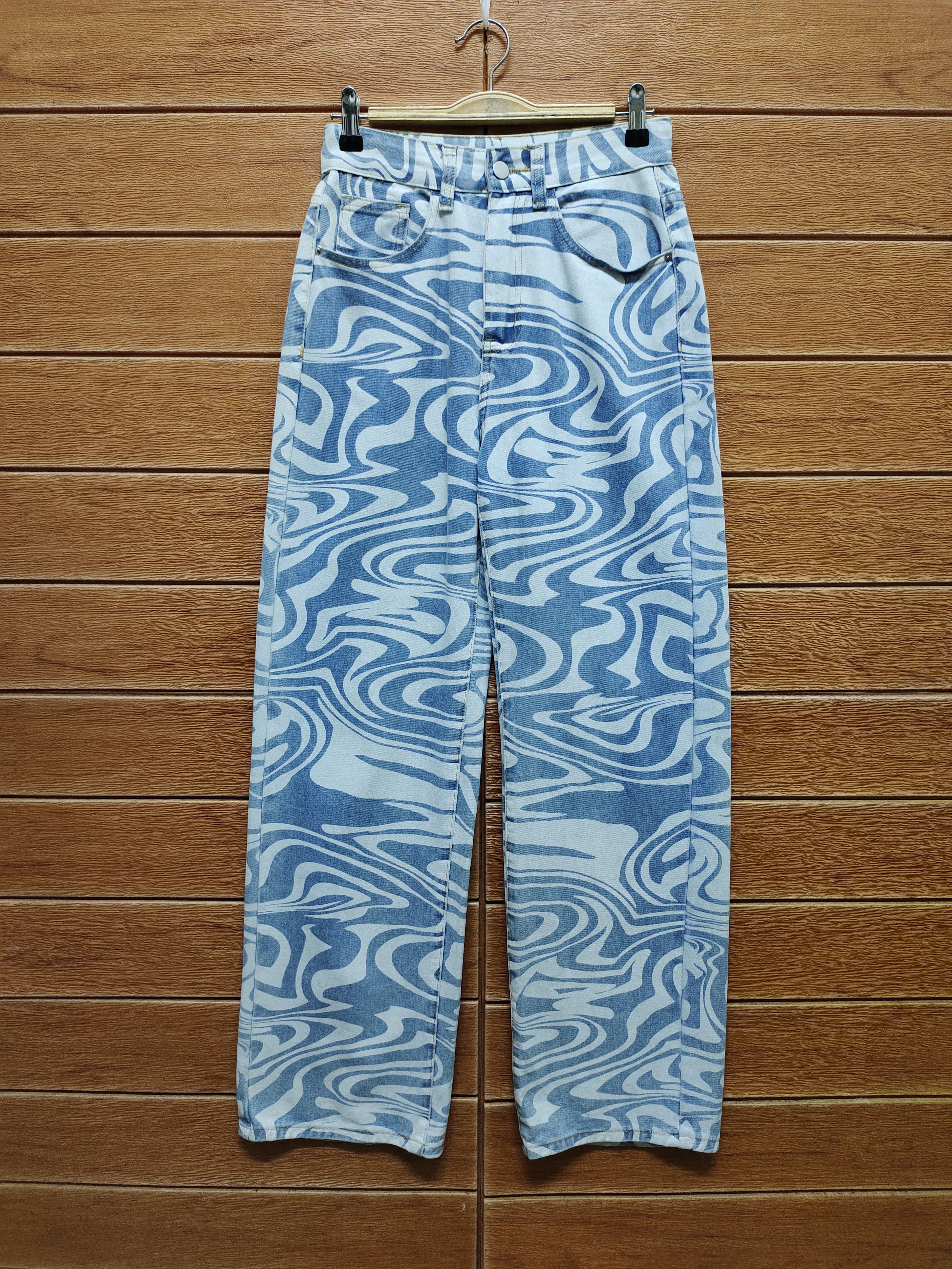 Karakuri Tamashii Japanese Brand Seigaiha Wave Japan Denim Pants Size 27" / US 4 / IT 40 - 1 Thumbnail