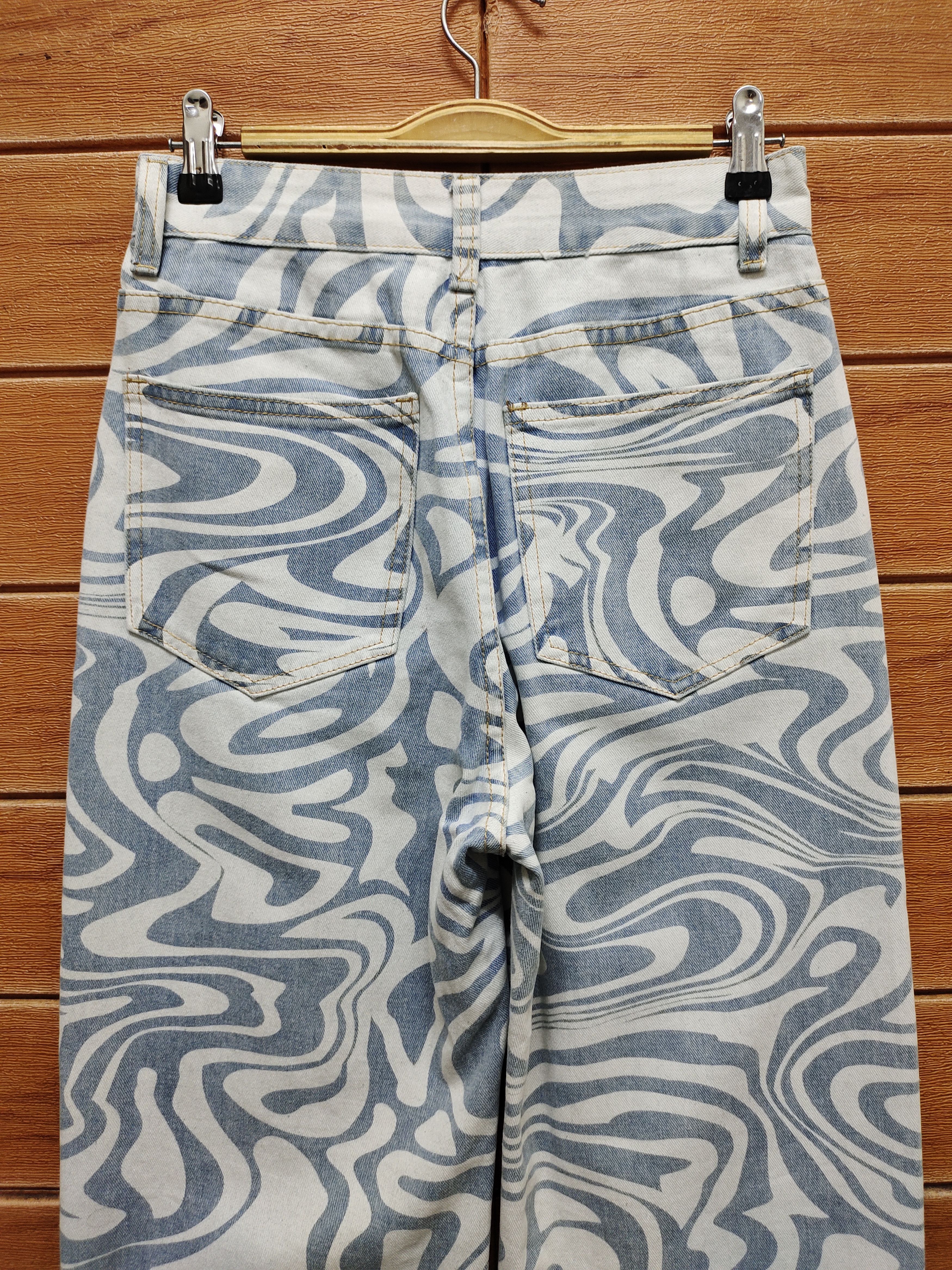 Karakuri Tamashii Japanese Brand Seigaiha Wave Japan Denim Pants Size 27" / US 4 / IT 40 - 4 Thumbnail