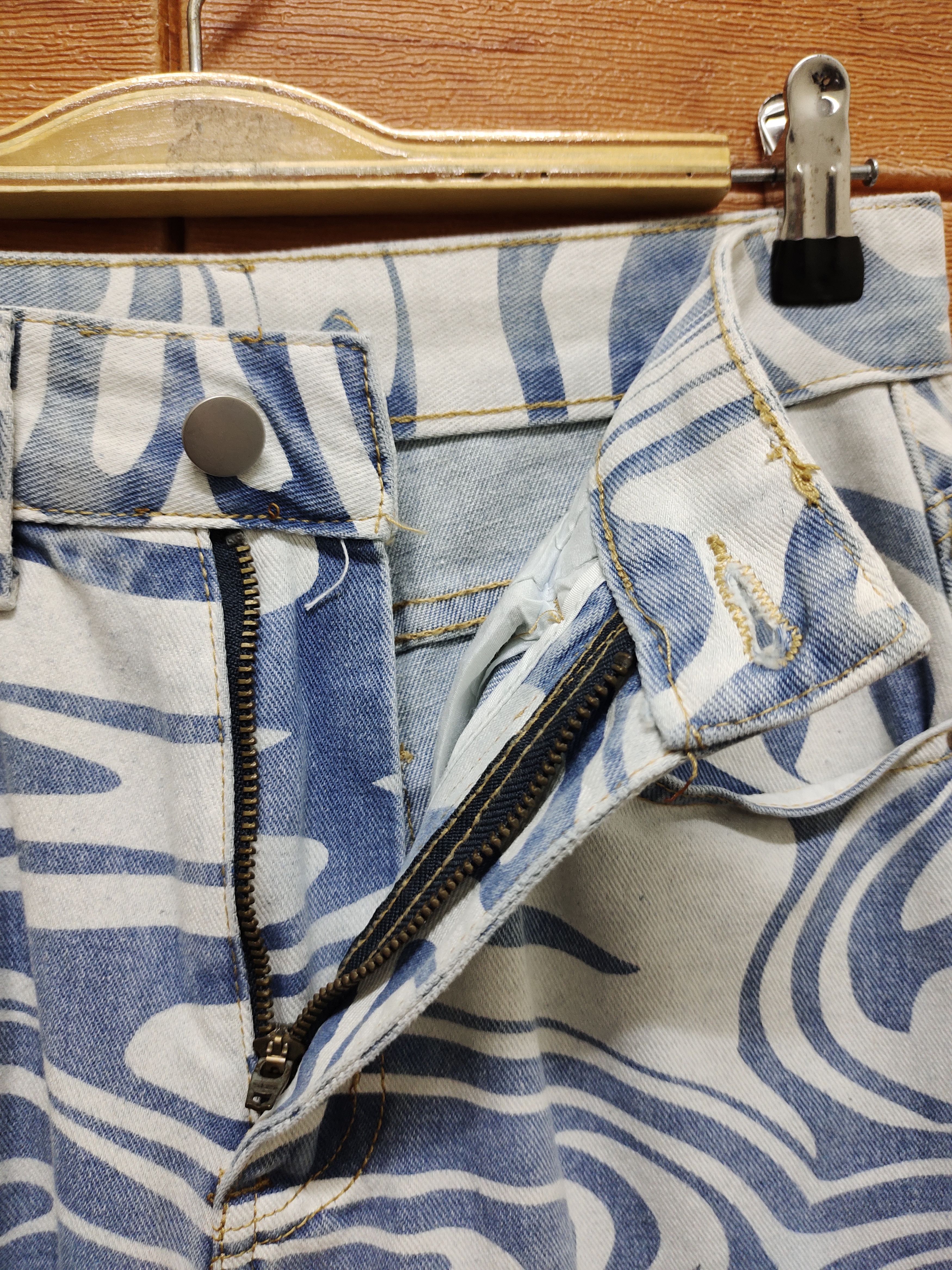 Karakuri Tamashii Japanese Brand Seigaiha Wave Japan Denim Pants Size 27" / US 4 / IT 40 - 7 Thumbnail