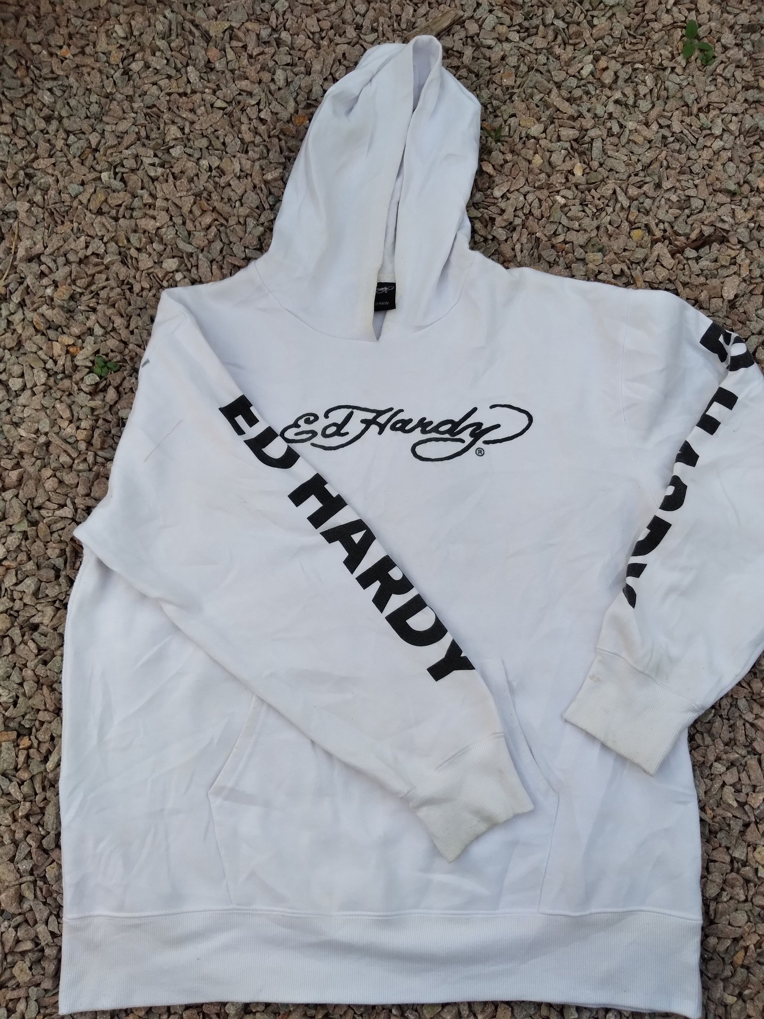 Christian Audigier 💥ED HARDY CALIFORNIA SKULL SMOKER HOODIE WHITE OVERSIZED Size US XXL / EU 58 / 5 - 8 Thumbnail