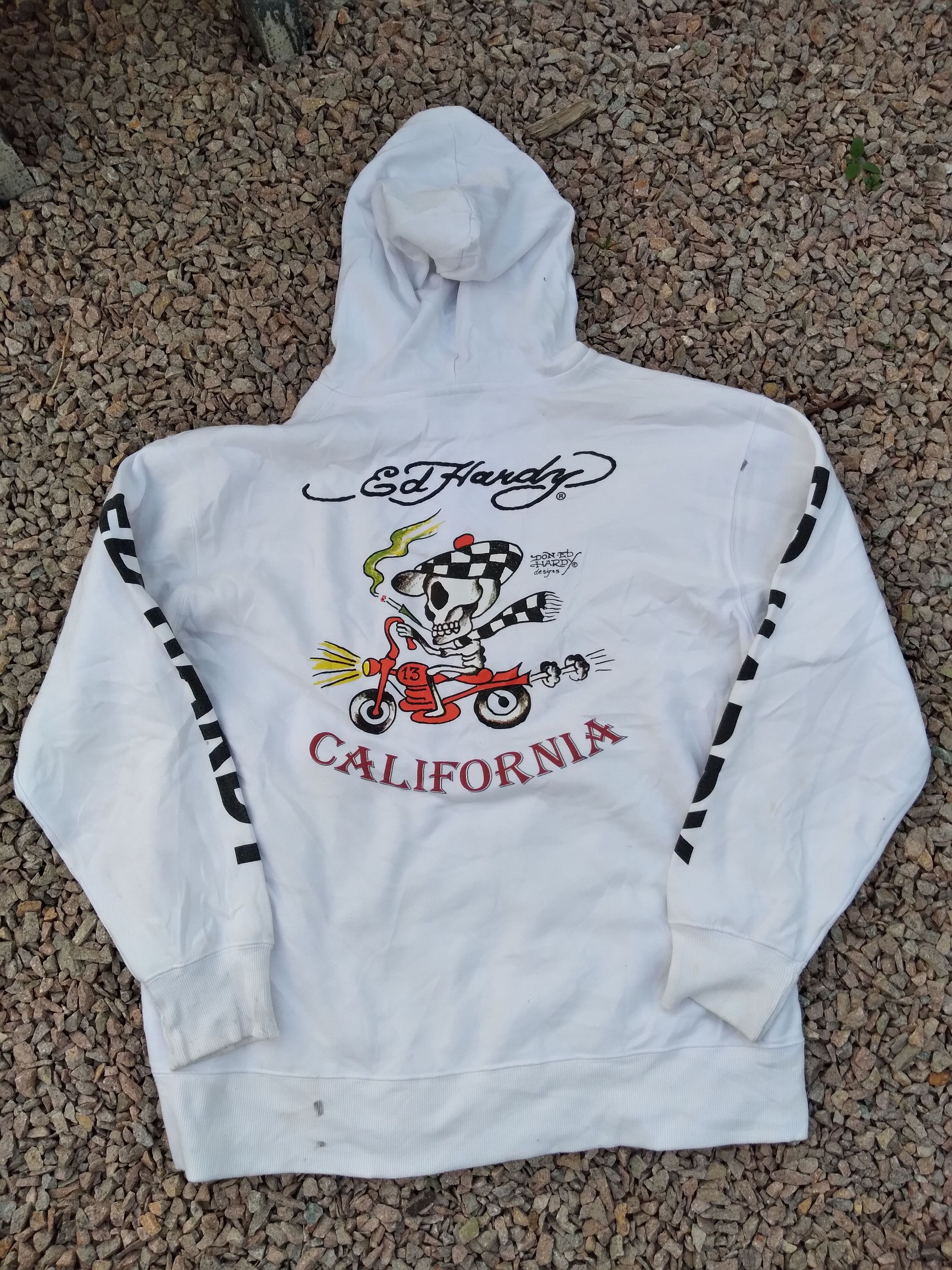 Christian Audigier 💥ED HARDY CALIFORNIA SKULL SMOKER HOODIE WHITE OVERSIZED Size US XXL / EU 58 / 5 - 1 Thumbnail