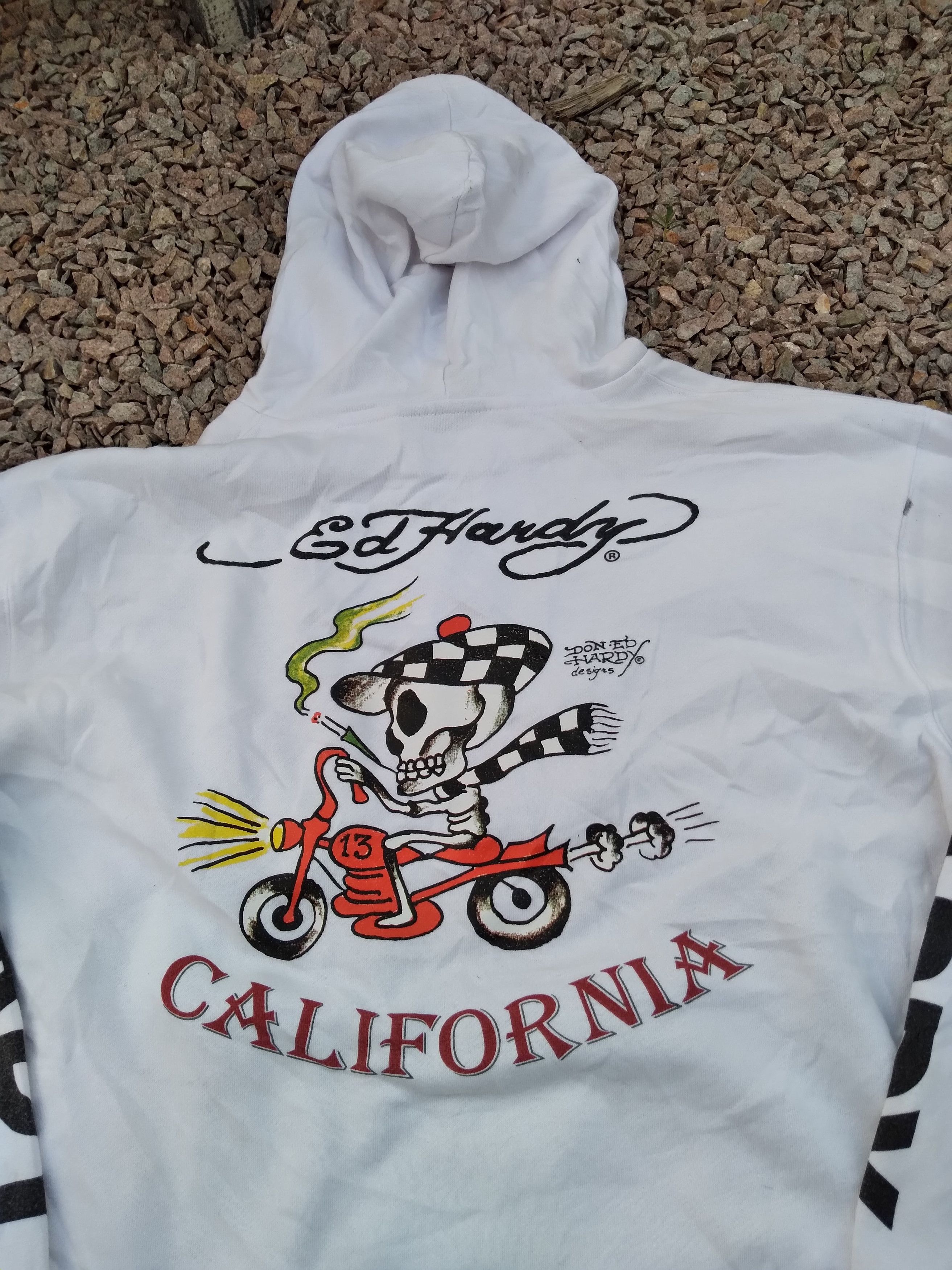 Christian Audigier 💥ED HARDY CALIFORNIA SKULL SMOKER HOODIE WHITE OVERSIZED Size US XXL / EU 58 / 5 - 2 Thumbnail