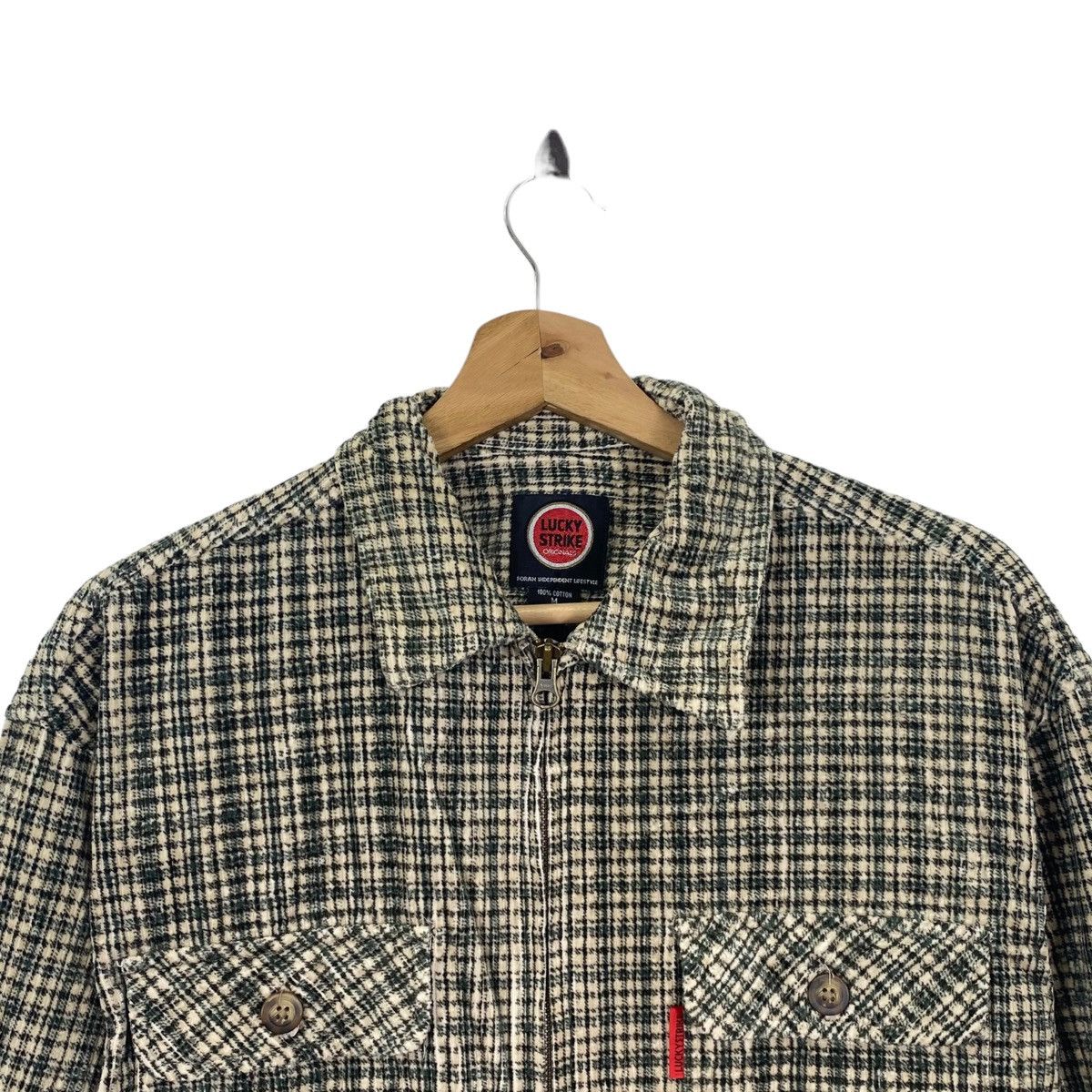 Vintage Vtg LUCKY STRIKE Check Tartan Brown Button Up Pocket Shirt Size US M / EU 48-50 / 2 - 2 Thumbnail