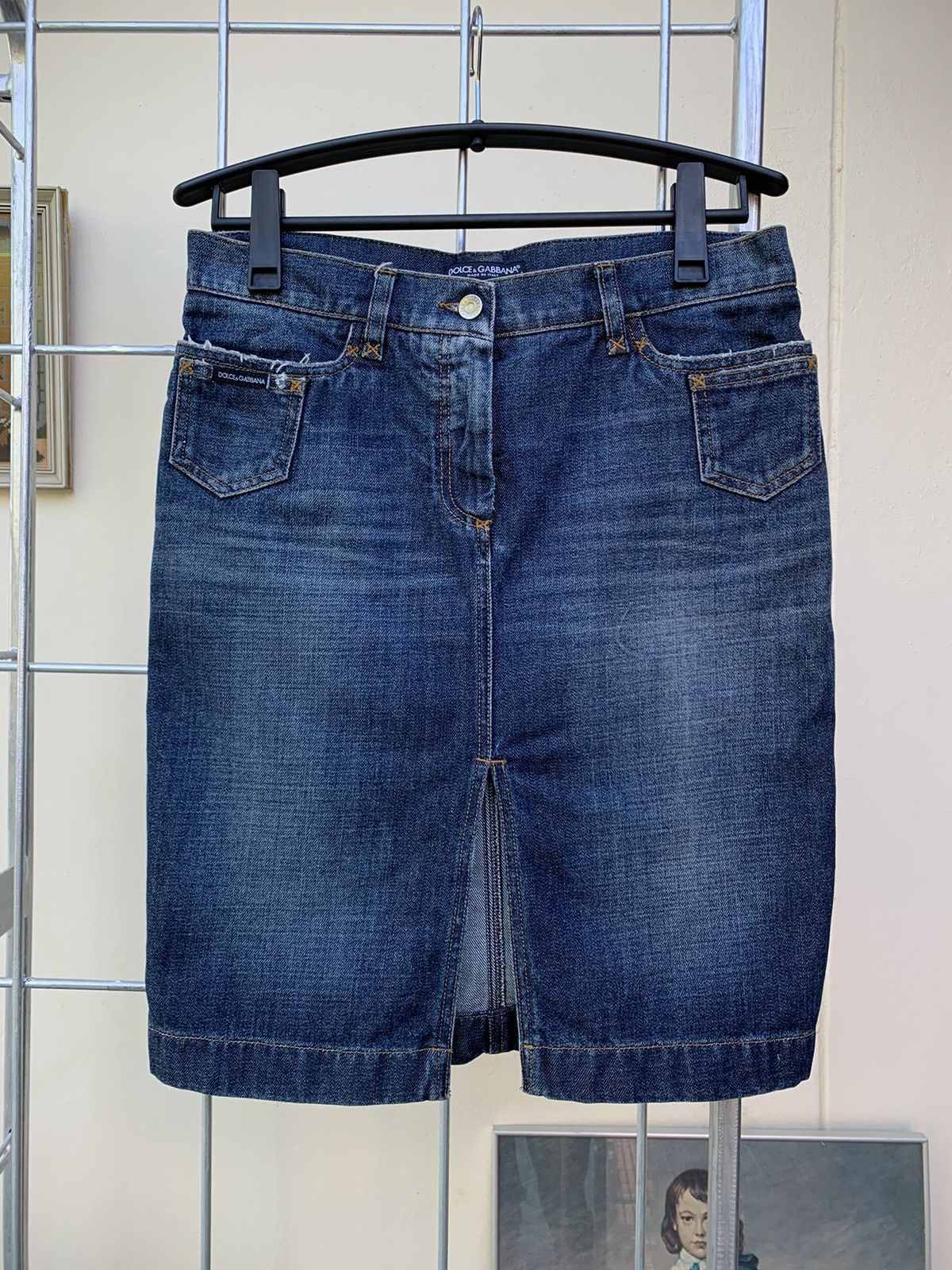 Dolce&Gabbana D&G Denim Leopard Patch Skirt