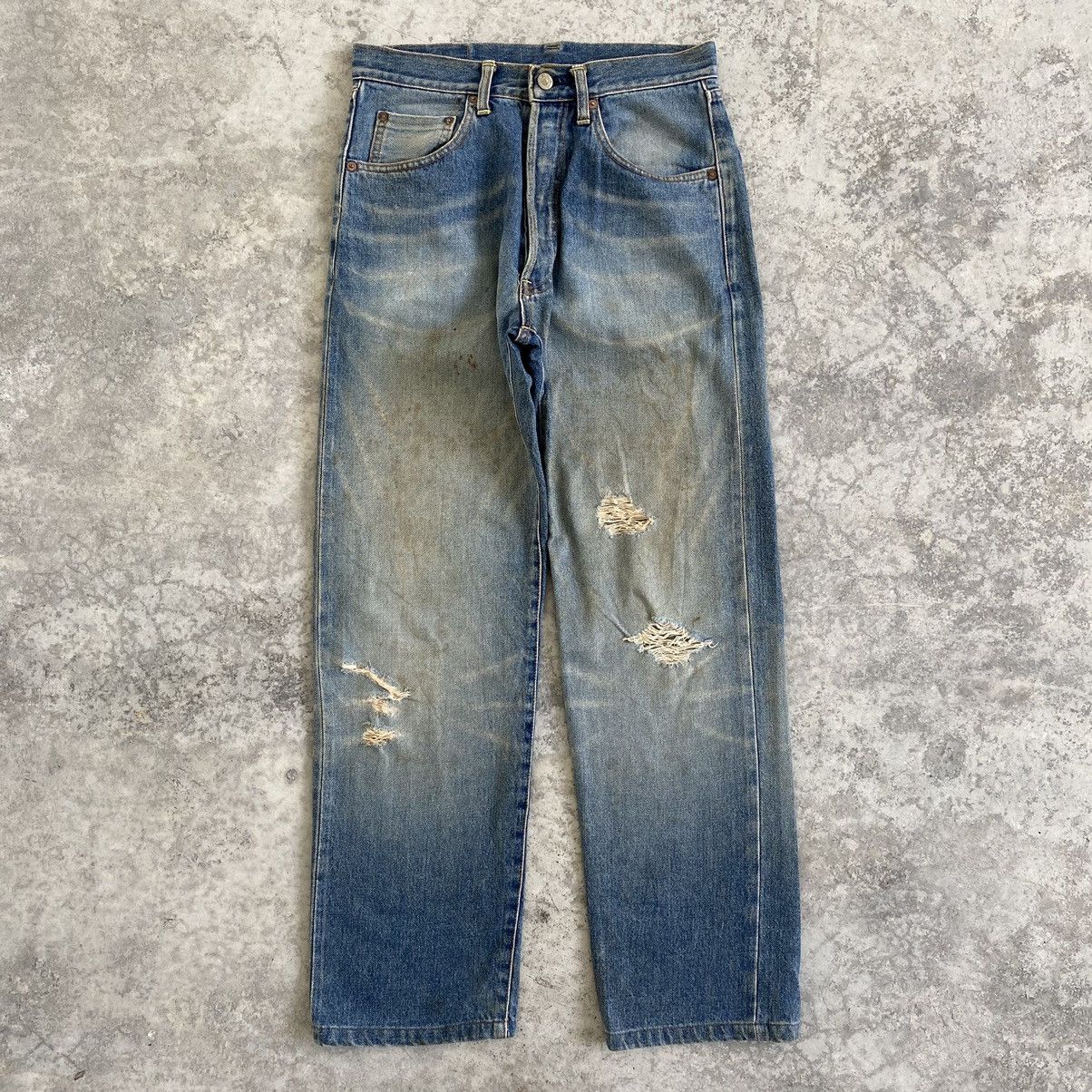 Studio D'Artisan VTG Studio D’Artisan Faded Blue Ripped Dirty Selvedge Jeans Size US 29 - 1 Thumbnail