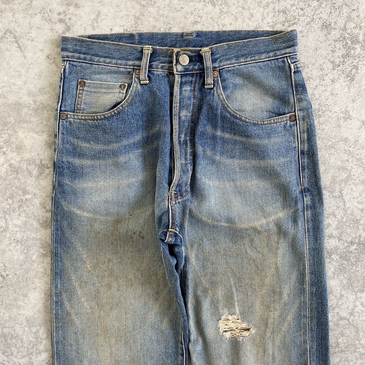 Studio D'Artisan VTG Studio D’Artisan Faded Blue Ripped Dirty Selvedge Jeans Size US 29 - 7 Thumbnail