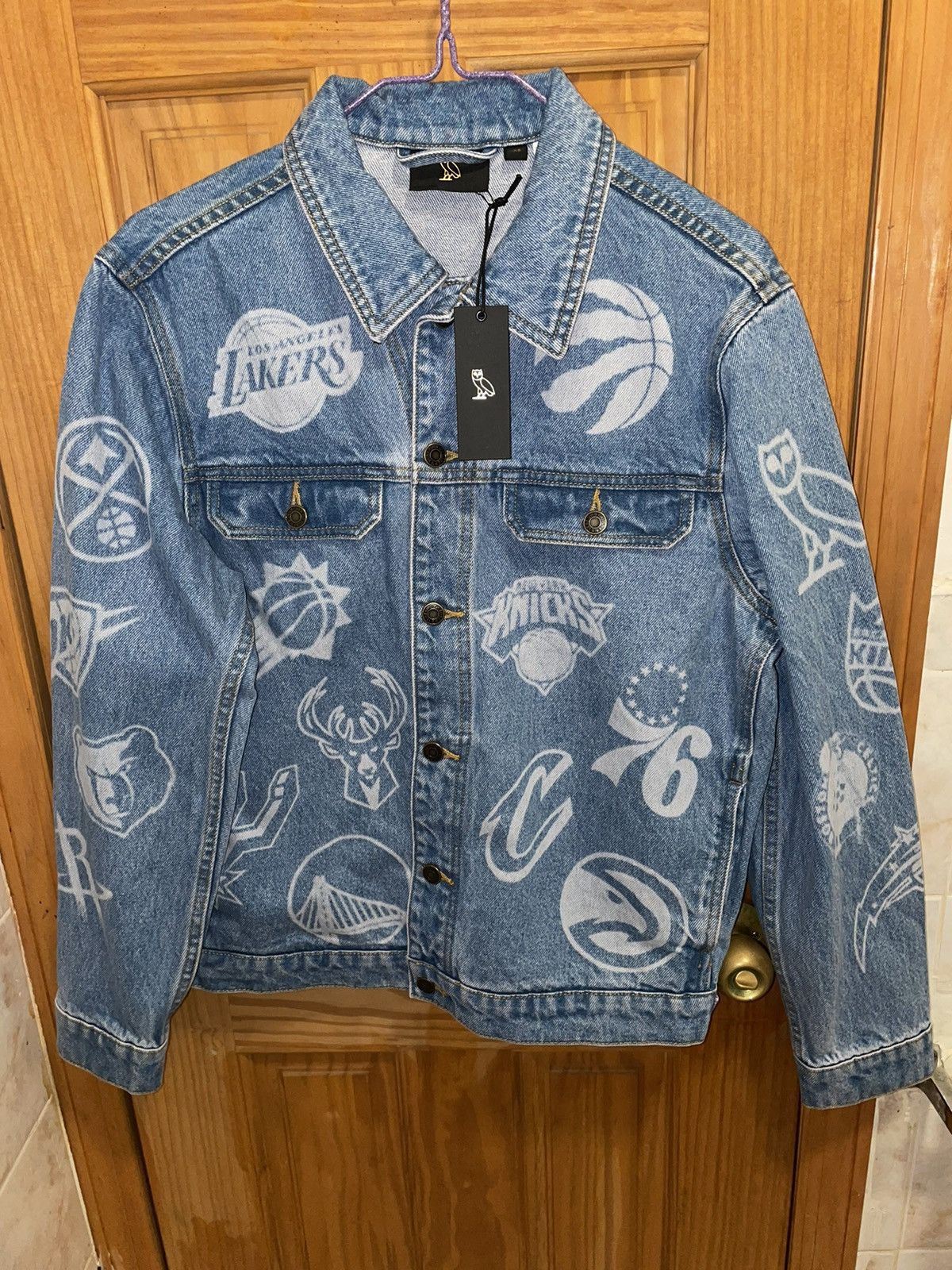 October's Very Own New Monogram Denim Trucker Jacket Washed Indigo Small