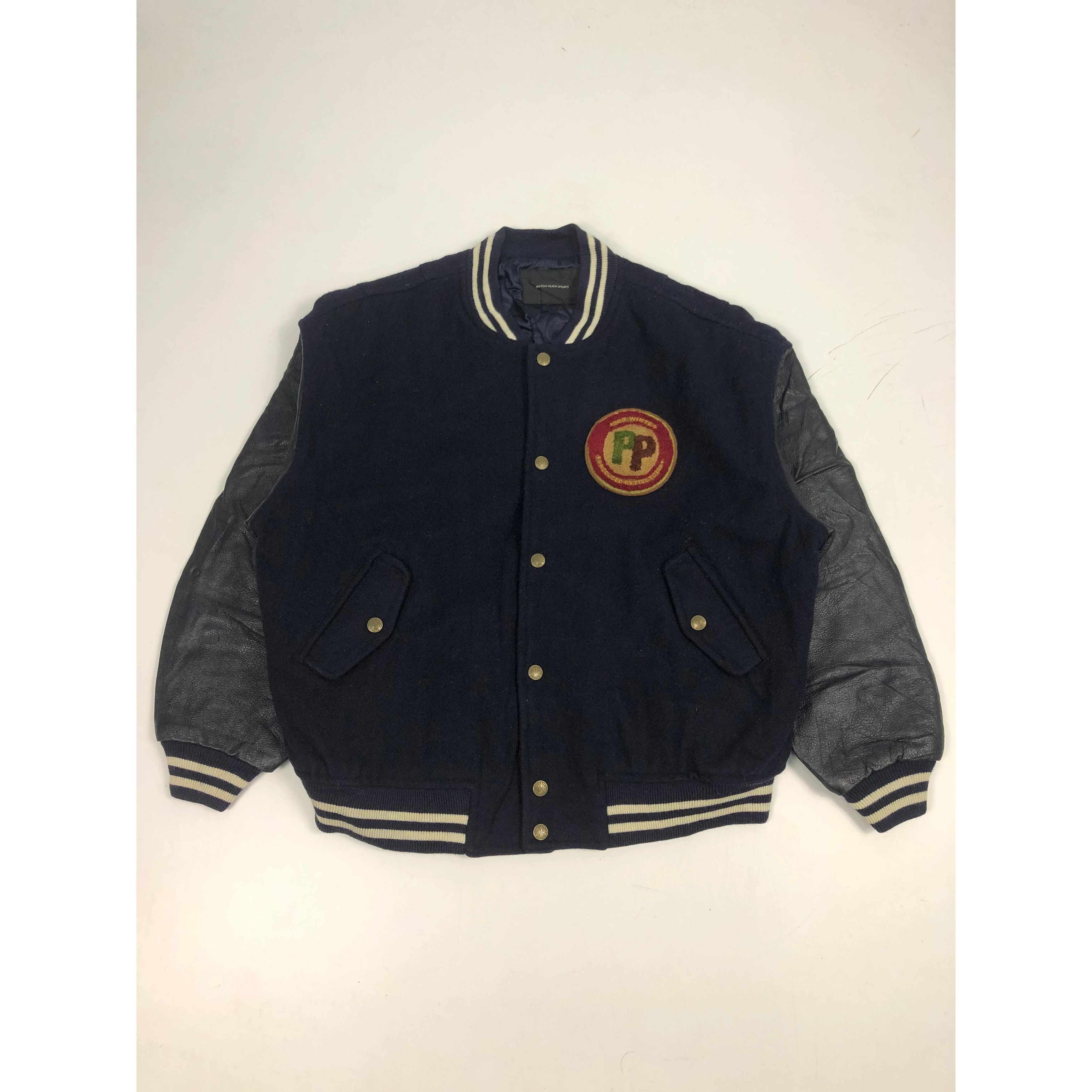 Japanese Brand Vintage 90s Peyton Place Embroidered Varsity Jacket Leather Size US L / EU 52-54 / 3 - 1 Thumbnail