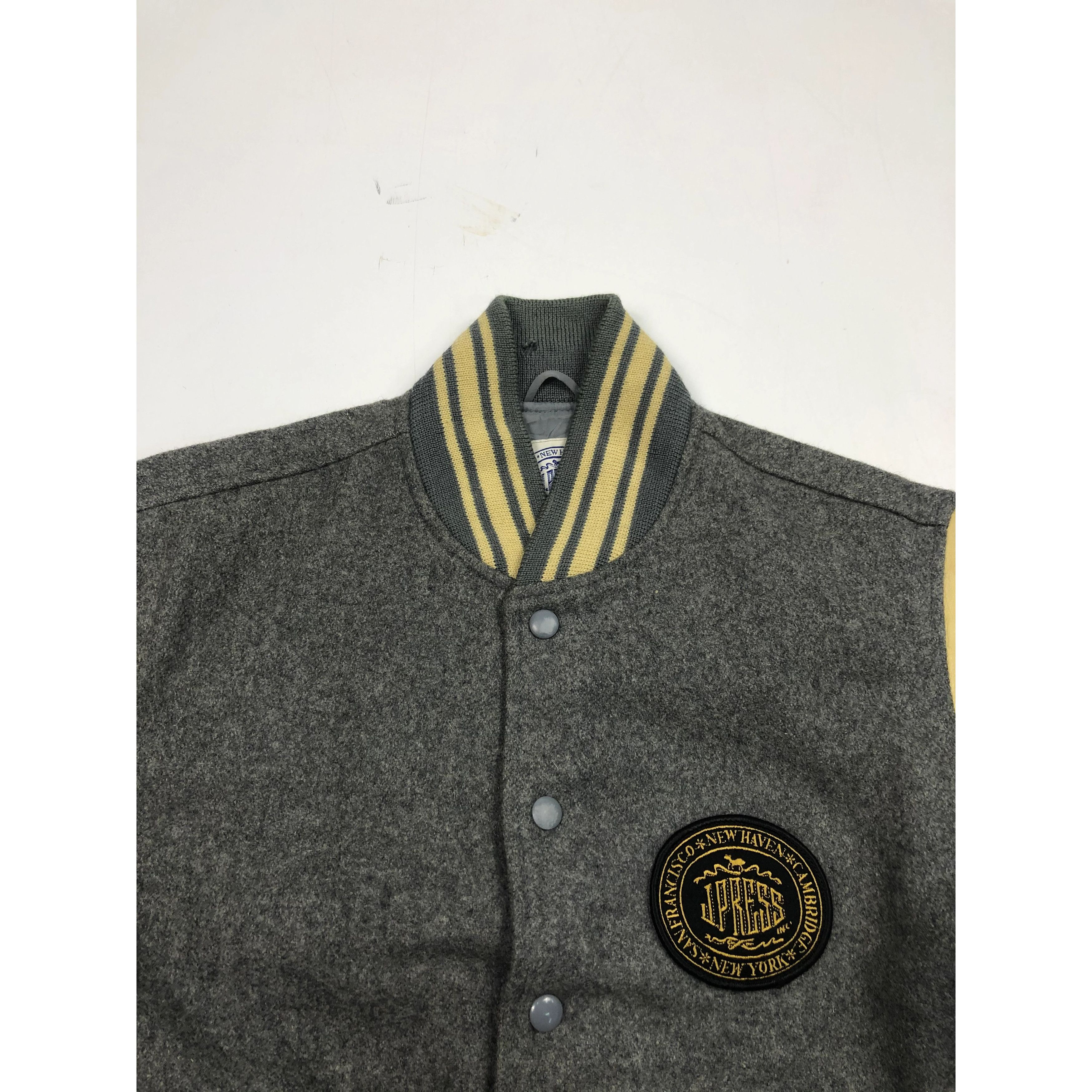 Japanese Brand Vintage 90s J Press Leather Varsity Jacket Gray V0090 Size US M / EU 48-50 / 2 - 3 Thumbnail