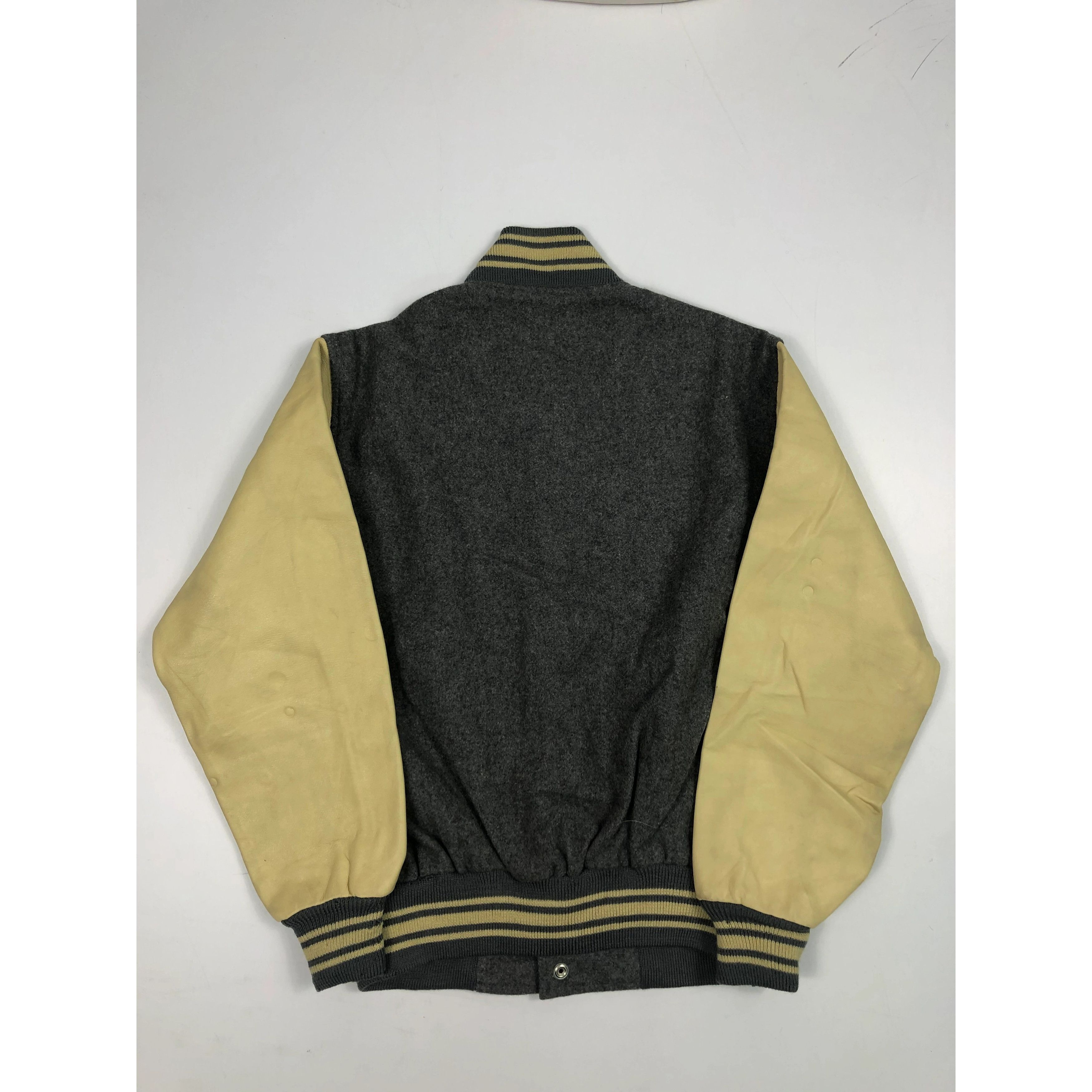 Japanese Brand Vintage 90s J Press Leather Varsity Jacket Gray V0090 Size US M / EU 48-50 / 2 - 2 Thumbnail