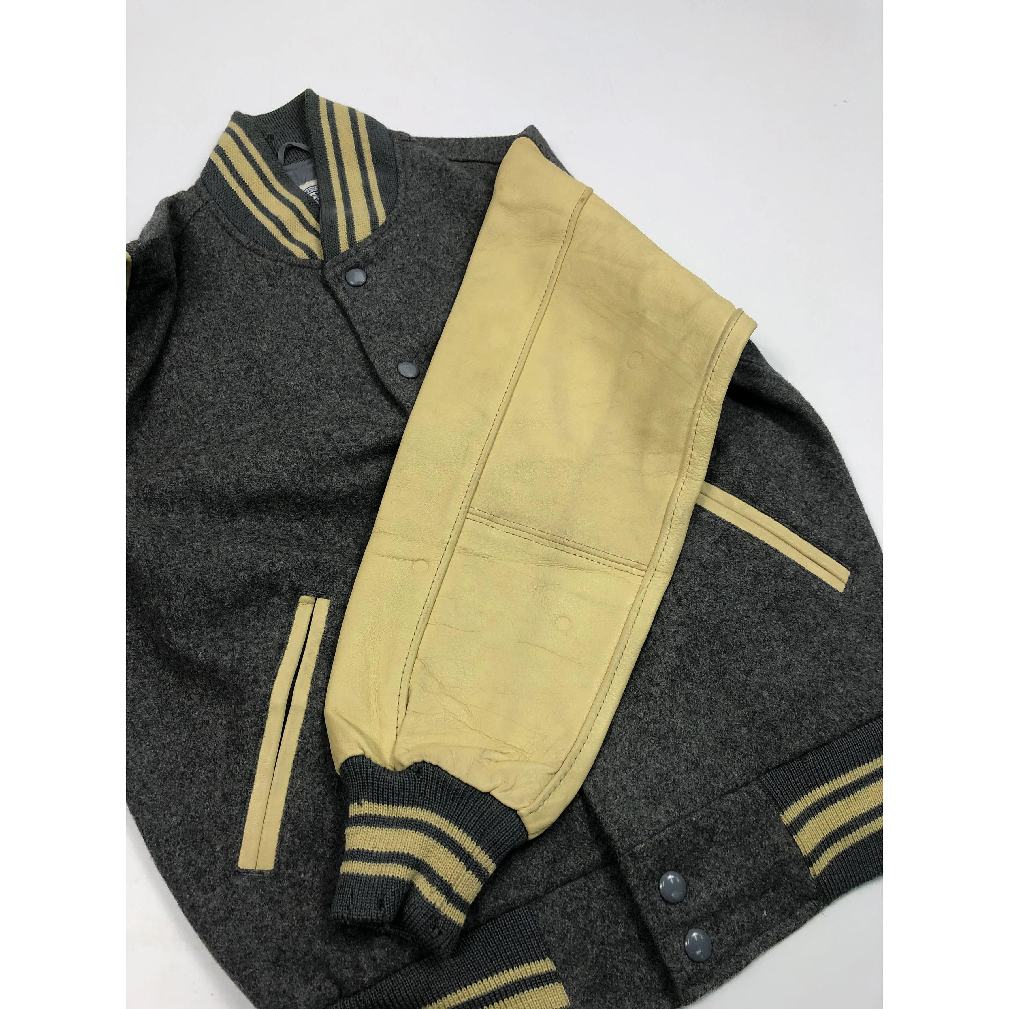 Japanese Brand Vintage 90s J Press Leather Varsity Jacket Gray V0090 Size US M / EU 48-50 / 2 - 5 Thumbnail