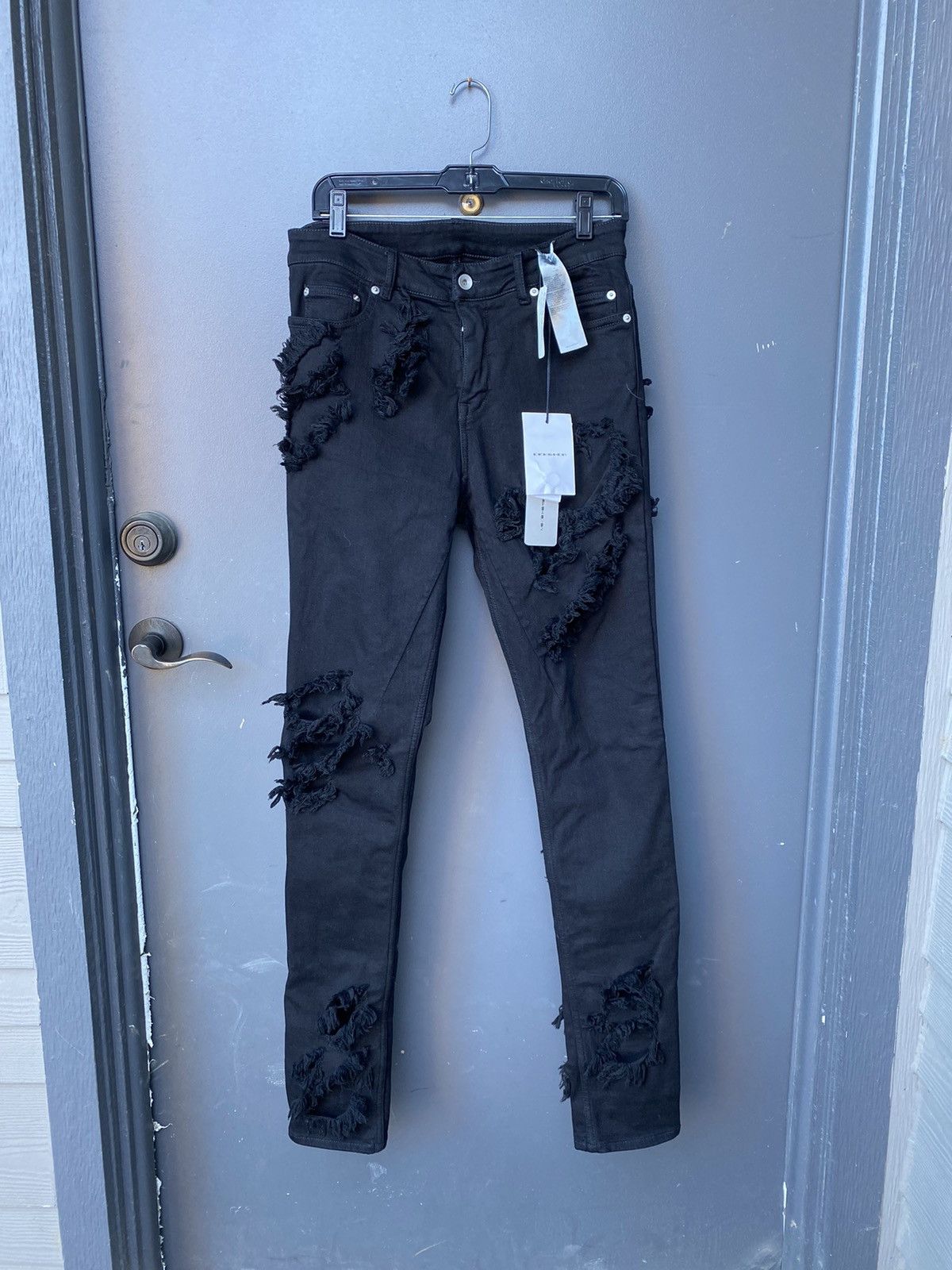 RICK OWENS SLASHED DENIM DETROIT CUT