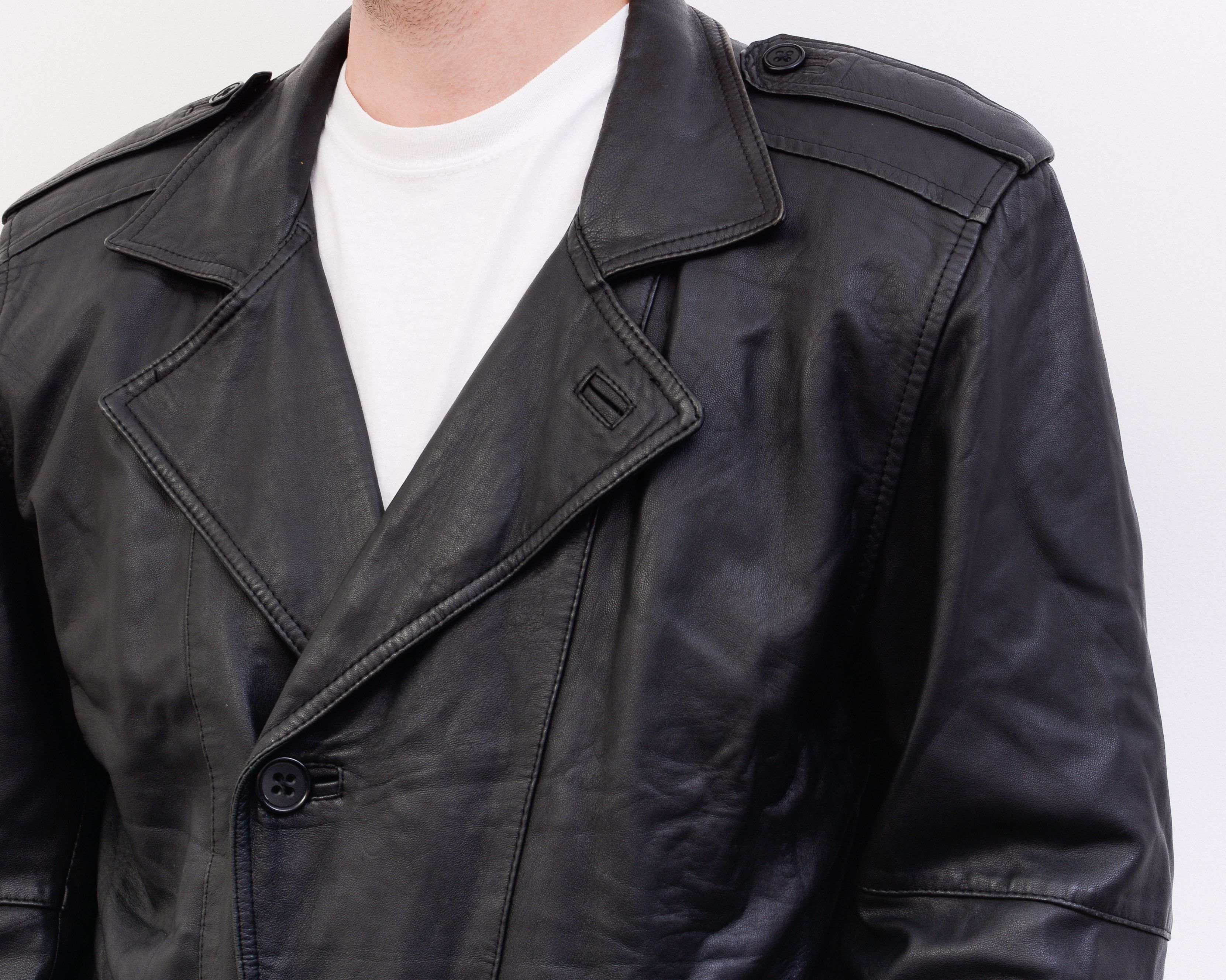 Band Tees × Vintage ADRIPEL Leather UK 38 US Jacket Coat Trench EU 48 Button S Size US S / EU 44-46 / 1 - 5 Thumbnail