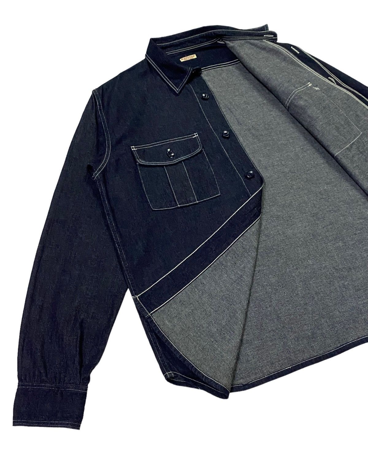 Kapital Kapital Indigo Selvedge Denim Work Shirt Bottom Ups Size US M / EU 48-50 / 2 - 21 Thumbnail