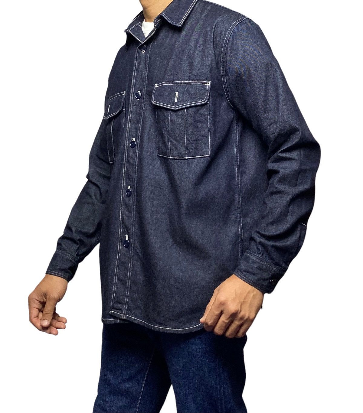 Kapital Kapital Indigo Selvedge Denim Work Shirt Bottom Ups Size US M / EU 48-50 / 2 - 2 Thumbnail
