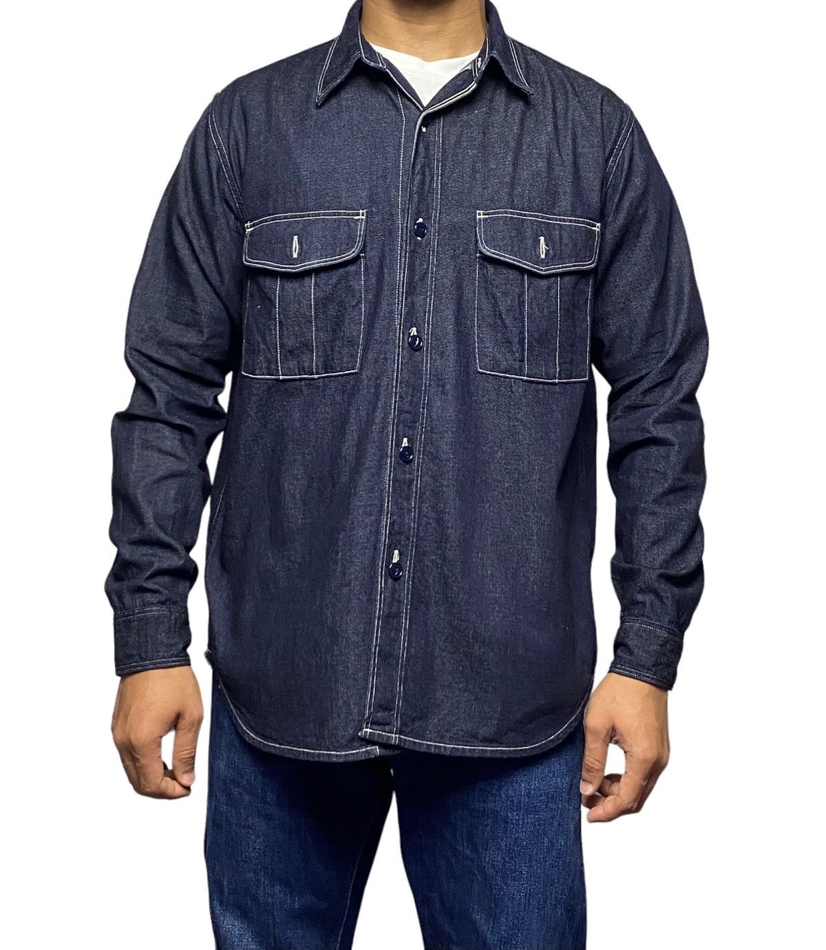 Kapital Kapital Indigo Selvedge Denim Work Shirt Bottom Ups Size US M / EU 48-50 / 2 - 3 Thumbnail