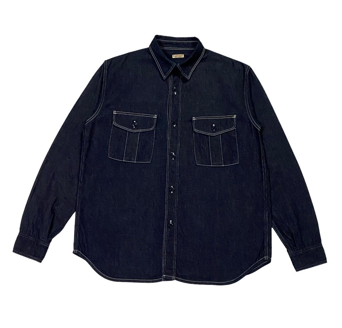 Kapital Kapital Indigo Selvedge Denim Work Shirt Bottom Ups Size US M / EU 48-50 / 2 - 22 Thumbnail