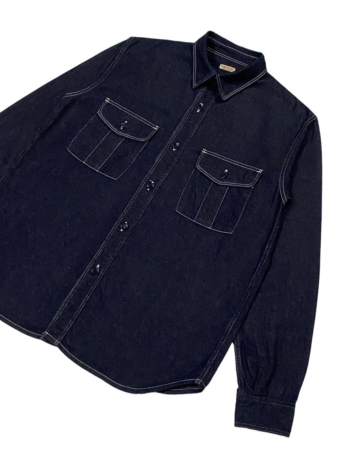 Kapital Kapital Indigo Selvedge Denim Work Shirt Bottom Ups Size US M / EU 48-50 / 2 - 16 Thumbnail