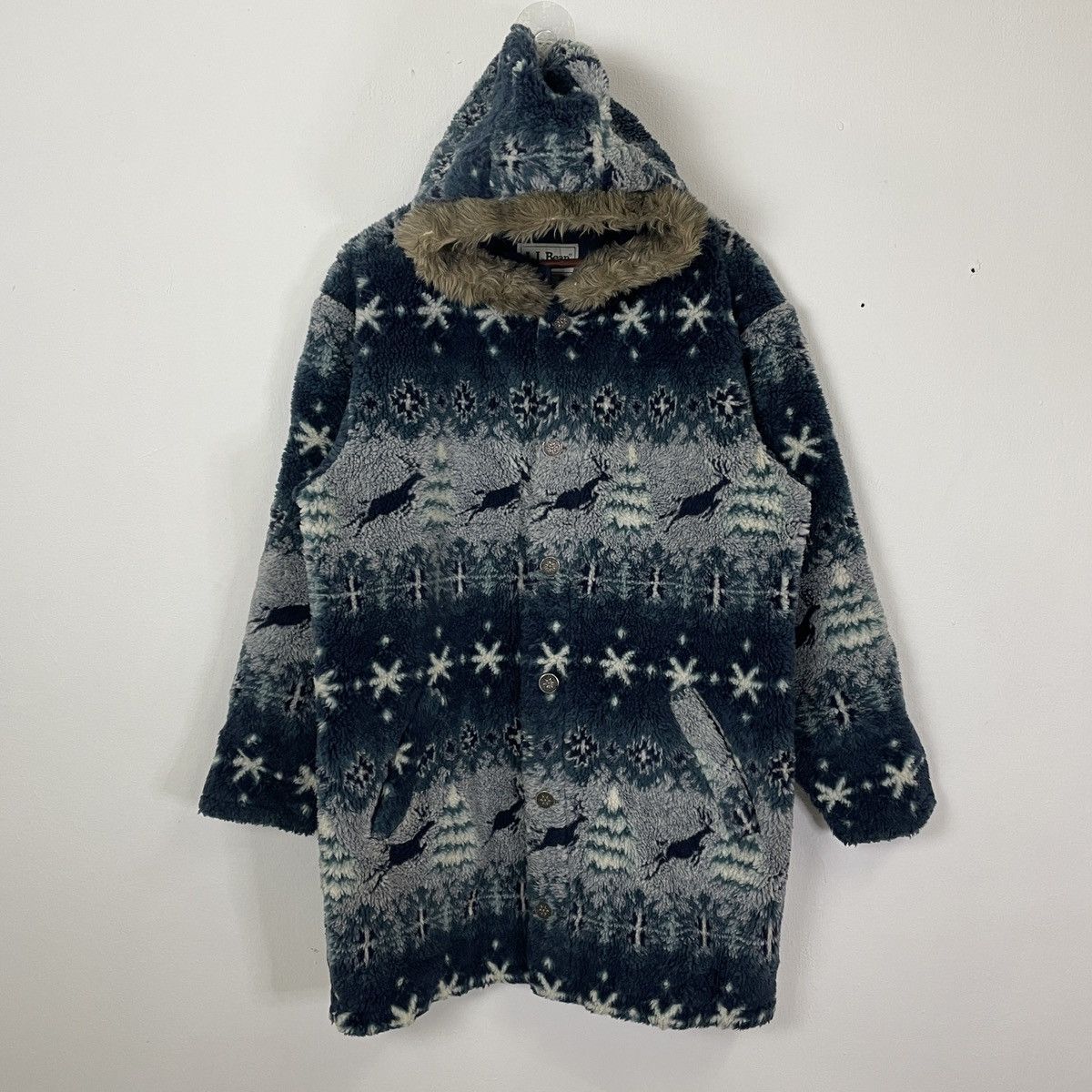 Habitat Vintage 90s LL Bean Habitat Motive Button Ups Fleece Jacket Size US L / EU 52-54 / 3 - 1 Thumbnail