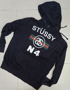 90s Vintage Stussy Monogram gucci Hoodie Sweatshirt size L Gray USA