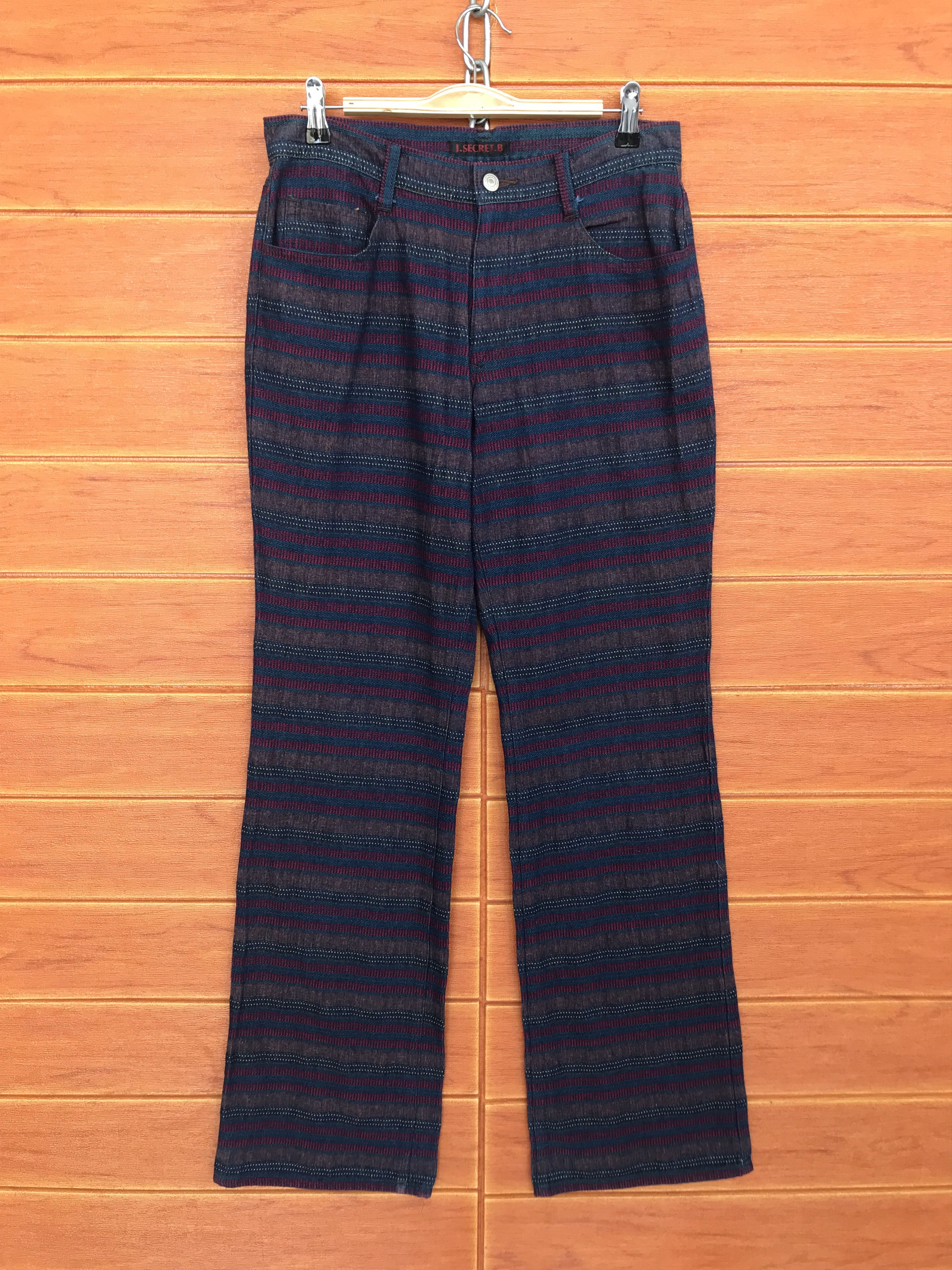 Hysteric Glamour Made In Japan J.SECRET.B Striped Denim Pants Size US 31 - 1 Thumbnail