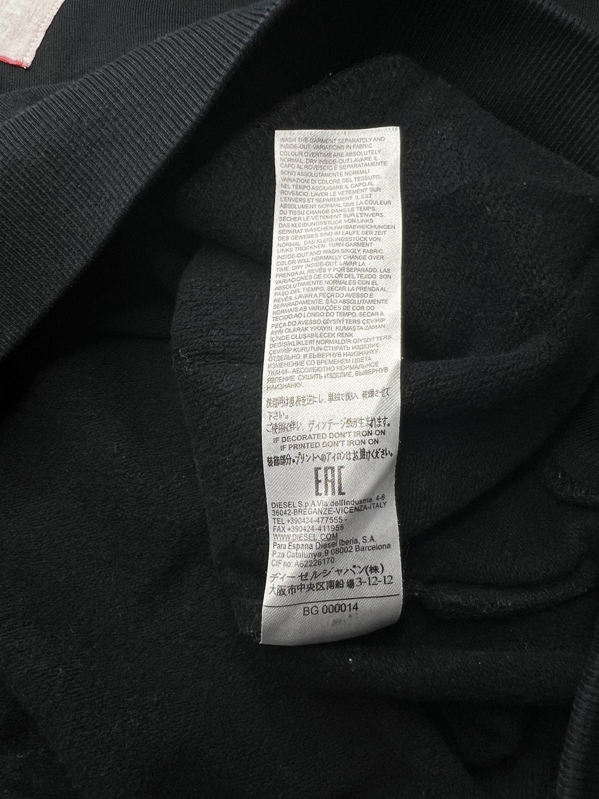 Diesel Diesel Hoodie Black Peeling Label Design Size US M / EU 48-50 / 2 - 7 Thumbnail