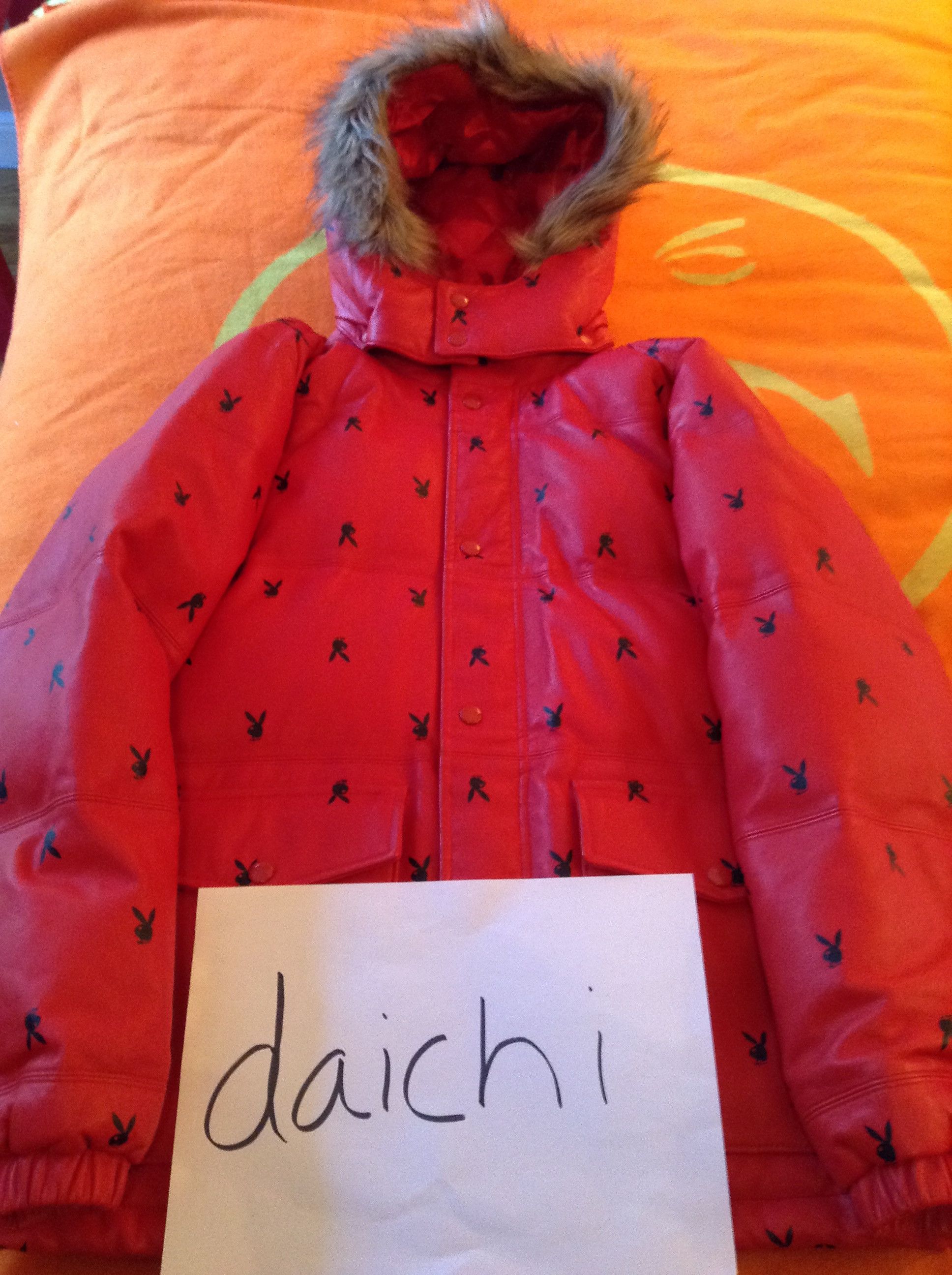 Playboy × Supreme Supreme x Playboy Leather Puffer Jacket Red  