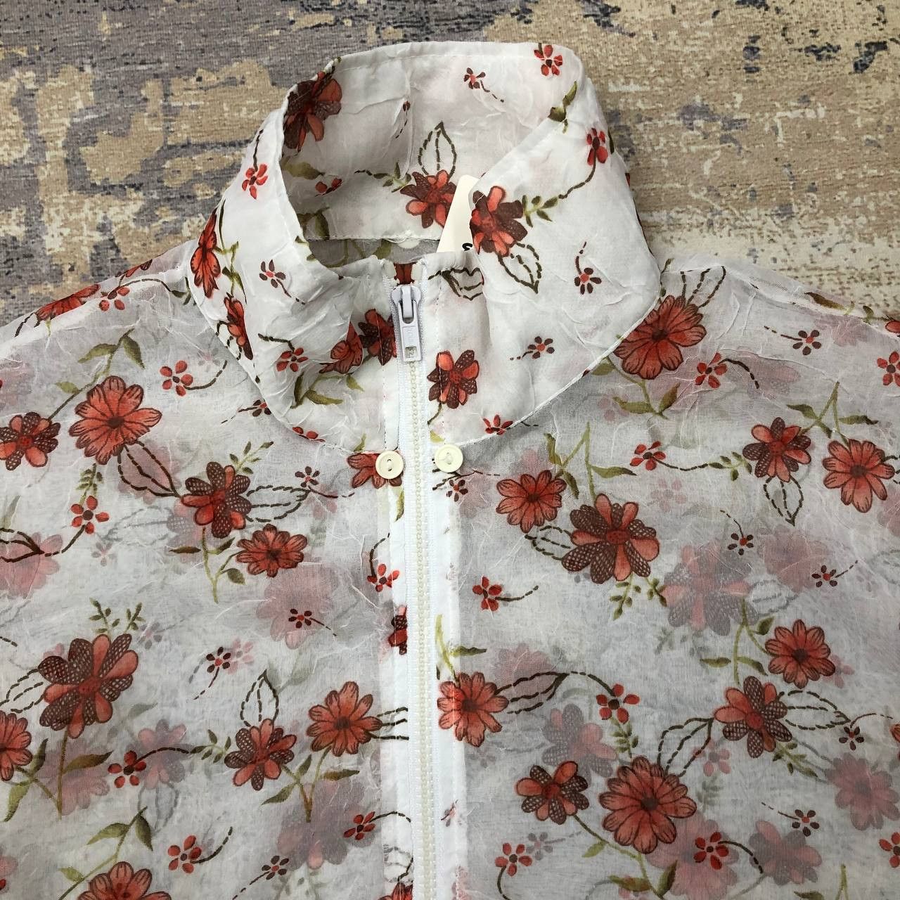 Vintage Y277 VTG CHAR DIN FULLPRINT FLOWER TRASPARENT MESH JACKET Size US M / EU 48-50 / 2 - 5 Thumbnail