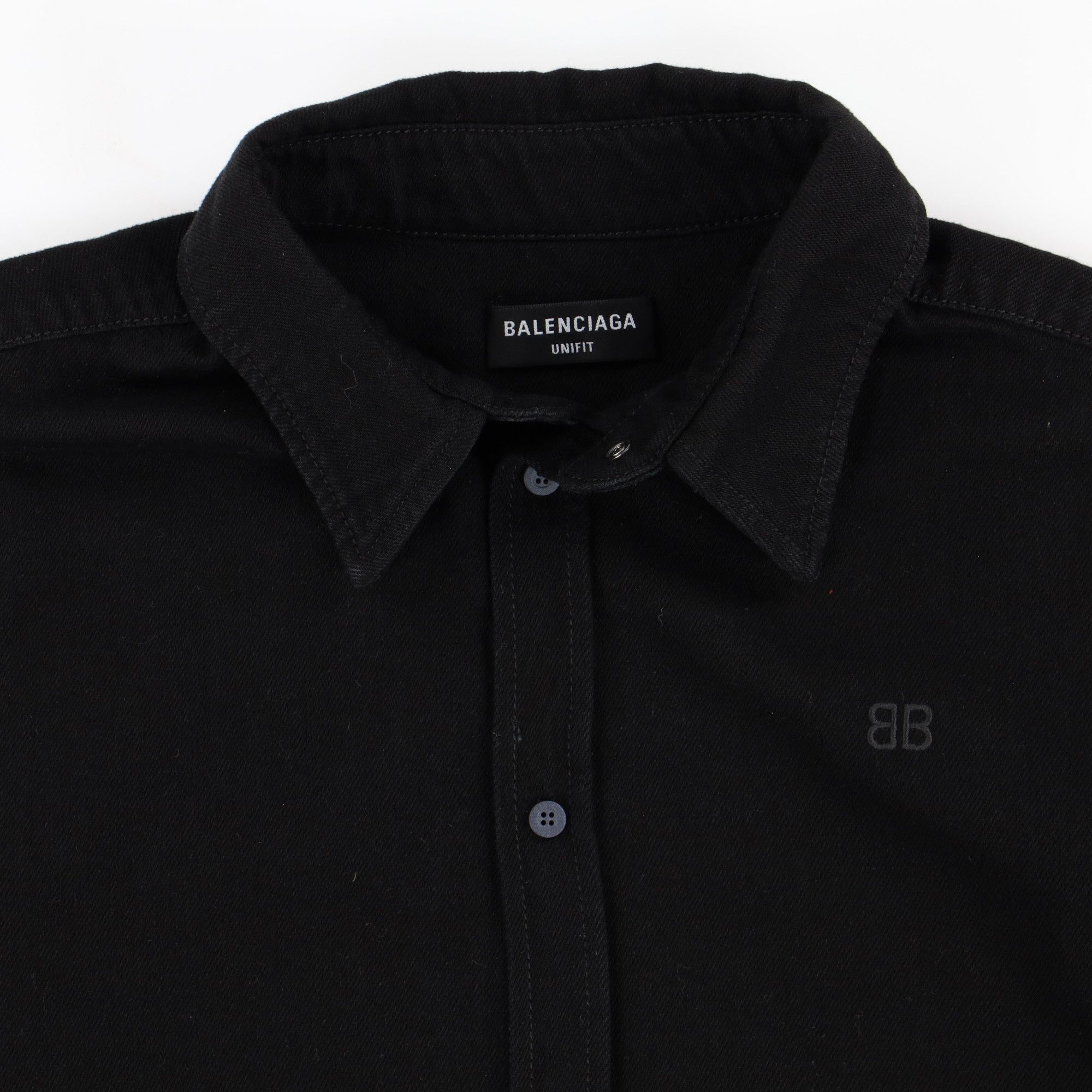 Balenciaga Black Oversized BB Logo Denim Overshirt Size US S / EU 44-46 / 1 - 6 Thumbnail