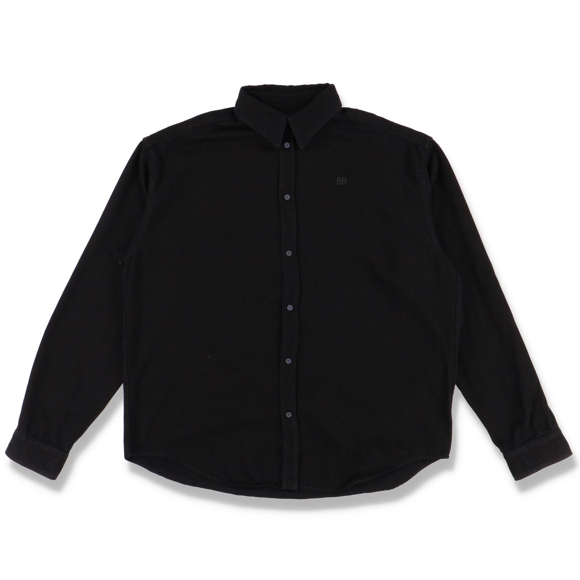 Balenciaga Black Oversized BB Logo Denim Overshirt Size US S / EU 44-46 / 1 - 1 Thumbnail