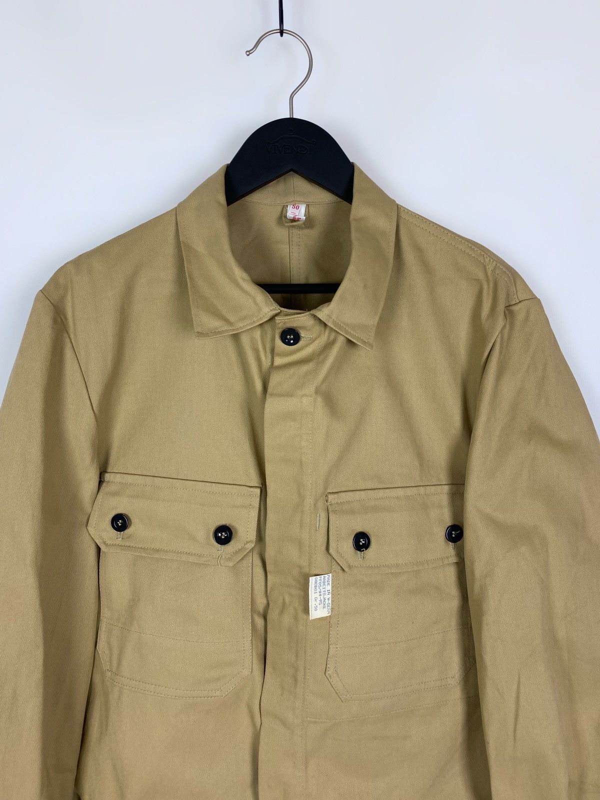 Vintage 70s 80s Vintage Beige German Chest Pocket Boxy Work Jacket Size US M / EU 48-50 / 2 - 2 Thumbnail